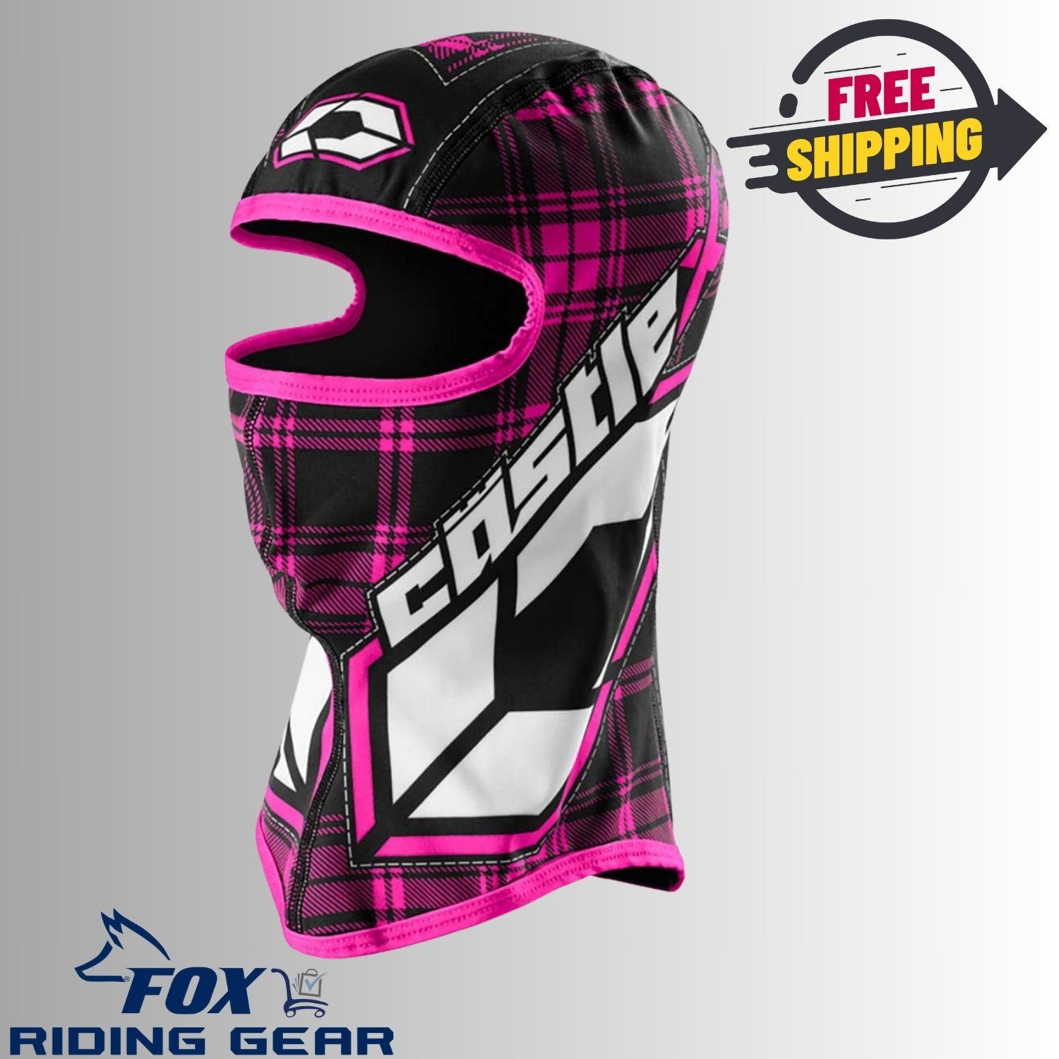 Castle X Plaid Pink Balaclava Snowmobile Ski Mask Winter Gear 77-125H NEW