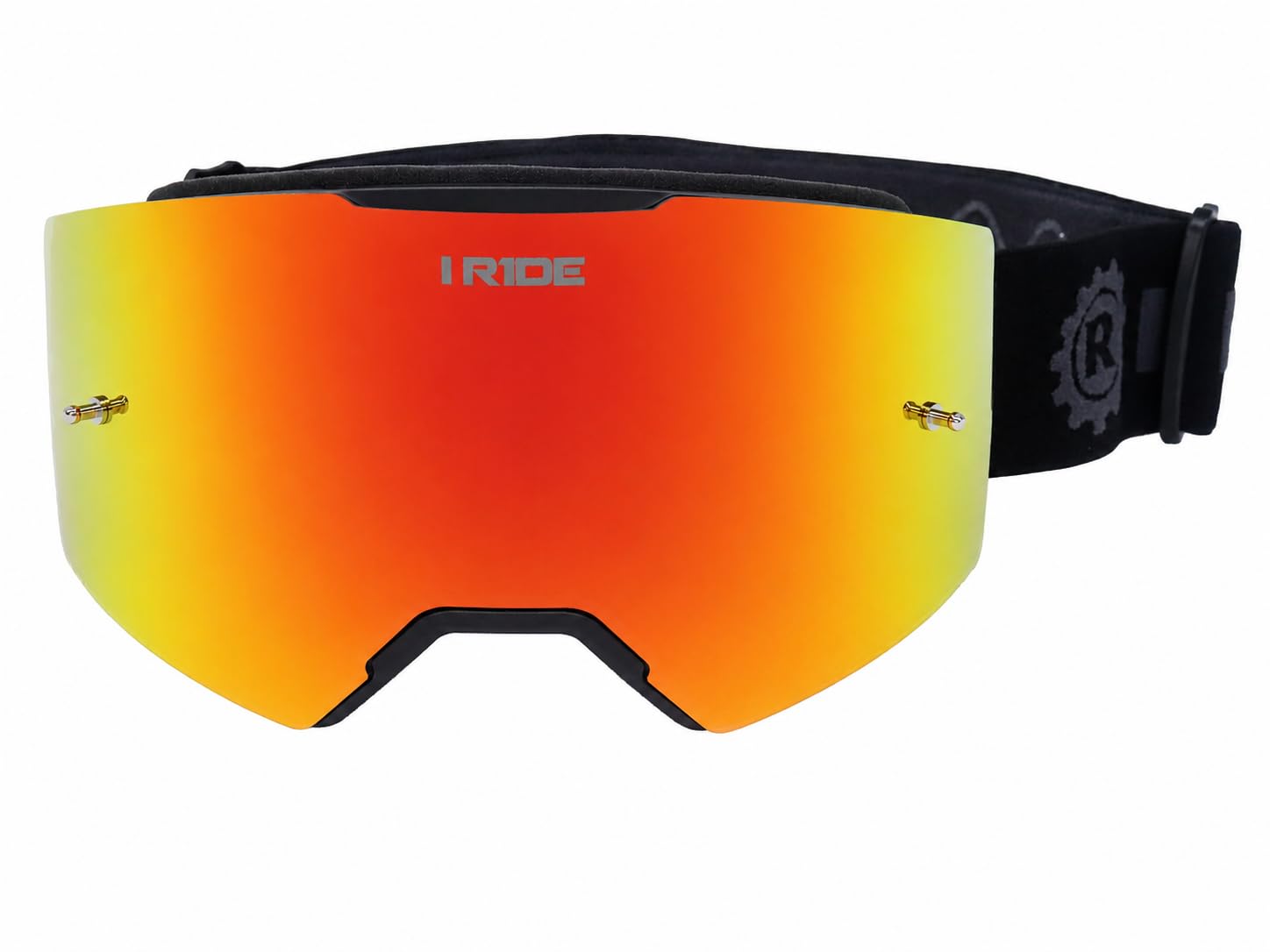 I RIDE Airtime PRO Motocross Goggles – Black Frame – Magnetic Lens, Orange Mirror + Clear Lens, 5 Tear-Offs, Hard Case & Bag – MX Dirt Bike ATV UTV