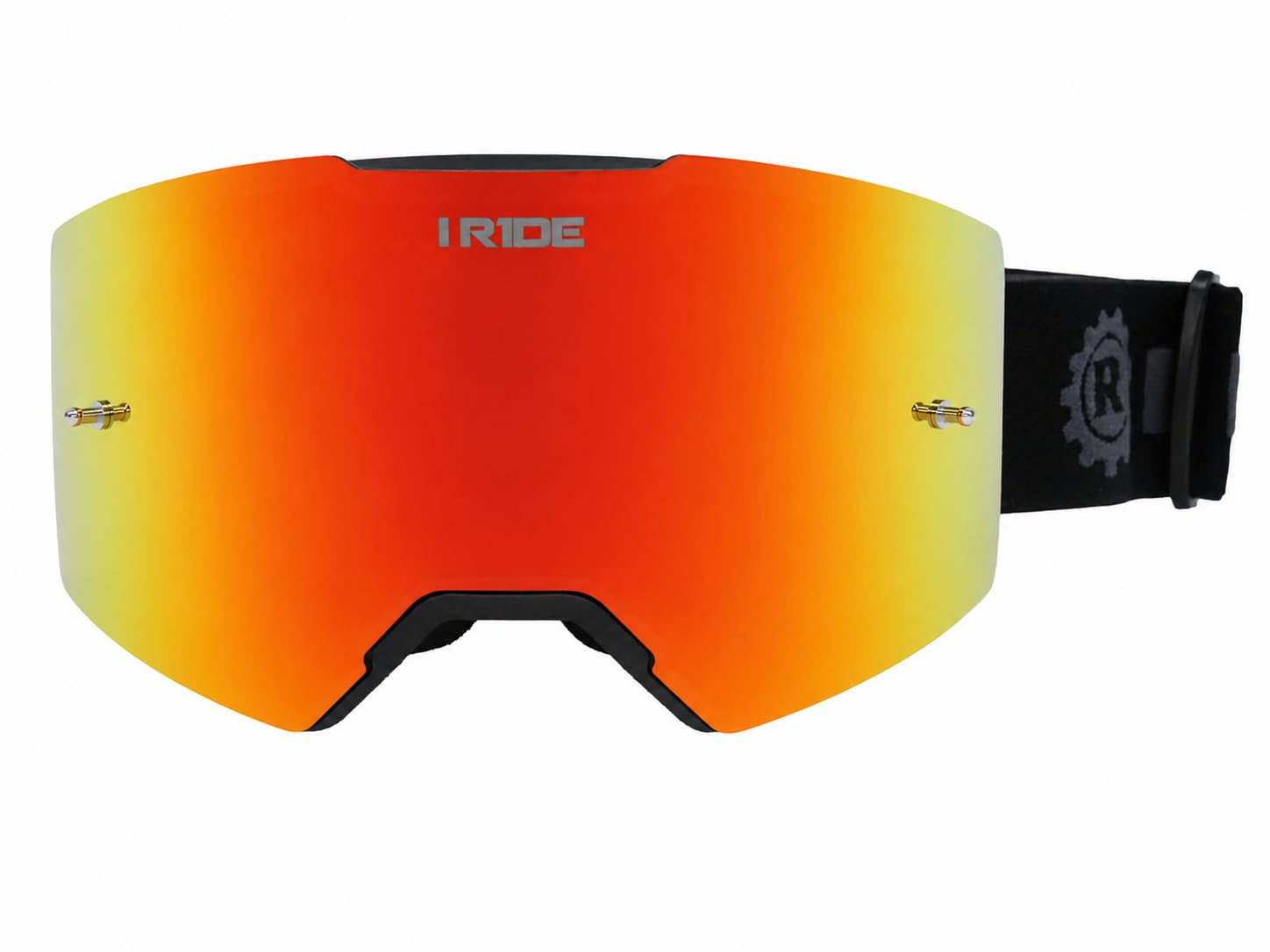 I RIDE AIRTIME PRO Motocross Goggles – Black Frame – Magnetic Lens, Orange Mirror + Clear Lens, 5 Tear-Offs, Hard Case & Bag – MX Dirt Bike ATV UTV Off-Road Race Goggles by Fox Powersports