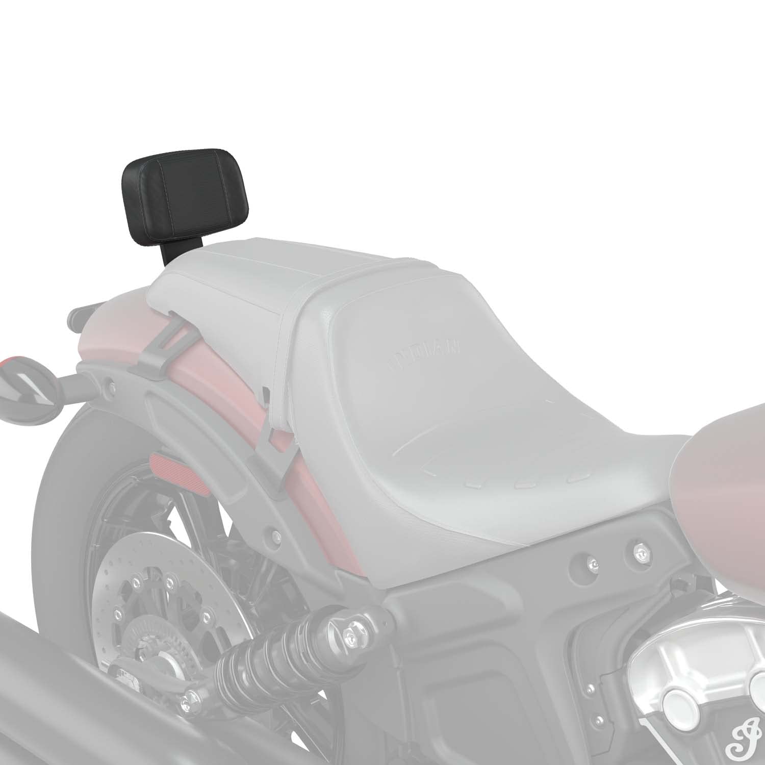 Indian Motorcycle Syndicate Passenger Backrest, Low Profile, Fits Scout, Scout Bobber, Scout Rogue, Scout Rogue Sixty Models and More, All-Weather Black Vinyl, for Comfort and Support - 2889429-VBA