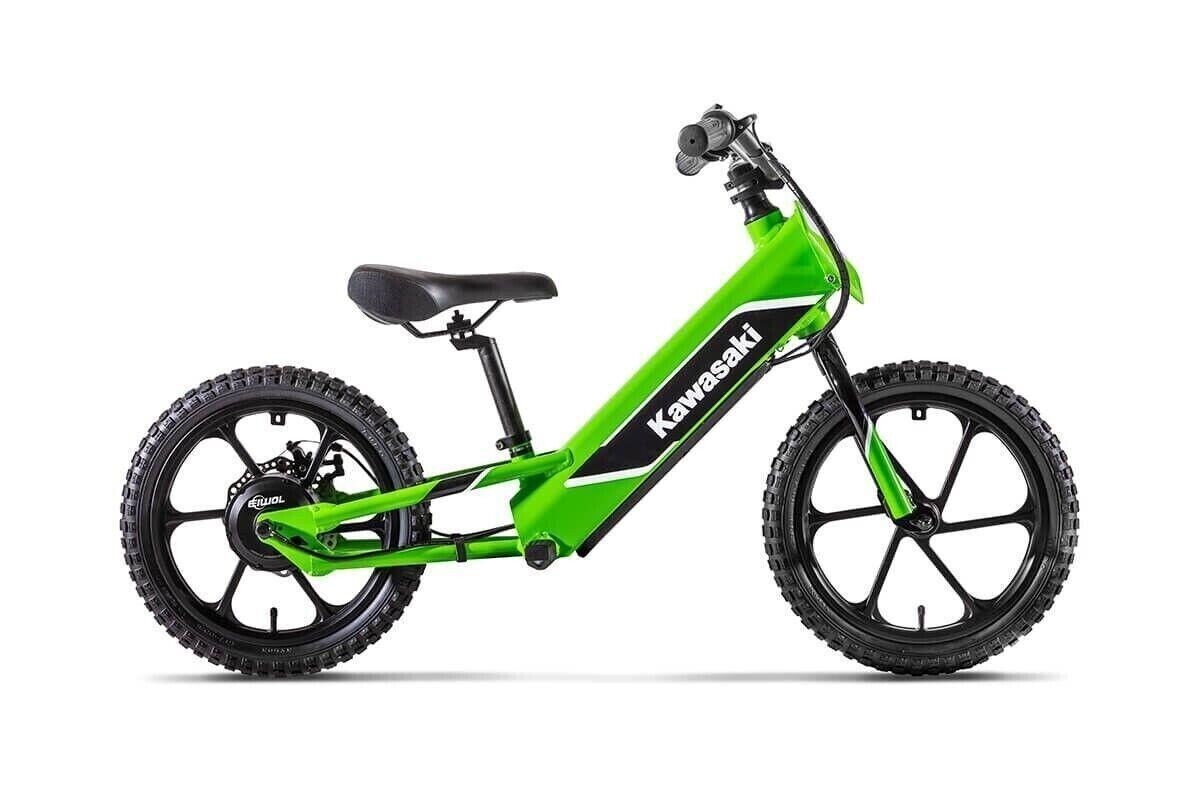 2023 Kawasaki Elektrode Electric Balance Bike 150 Minute Runtime Ages 3-8