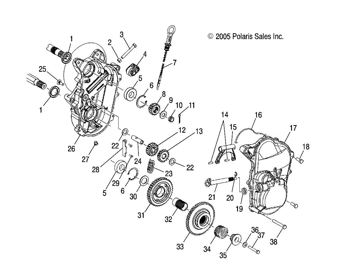 Polaris Snowmobile Pinion Gear Assembly, Genuine OEM Part 1341075, Qty 1