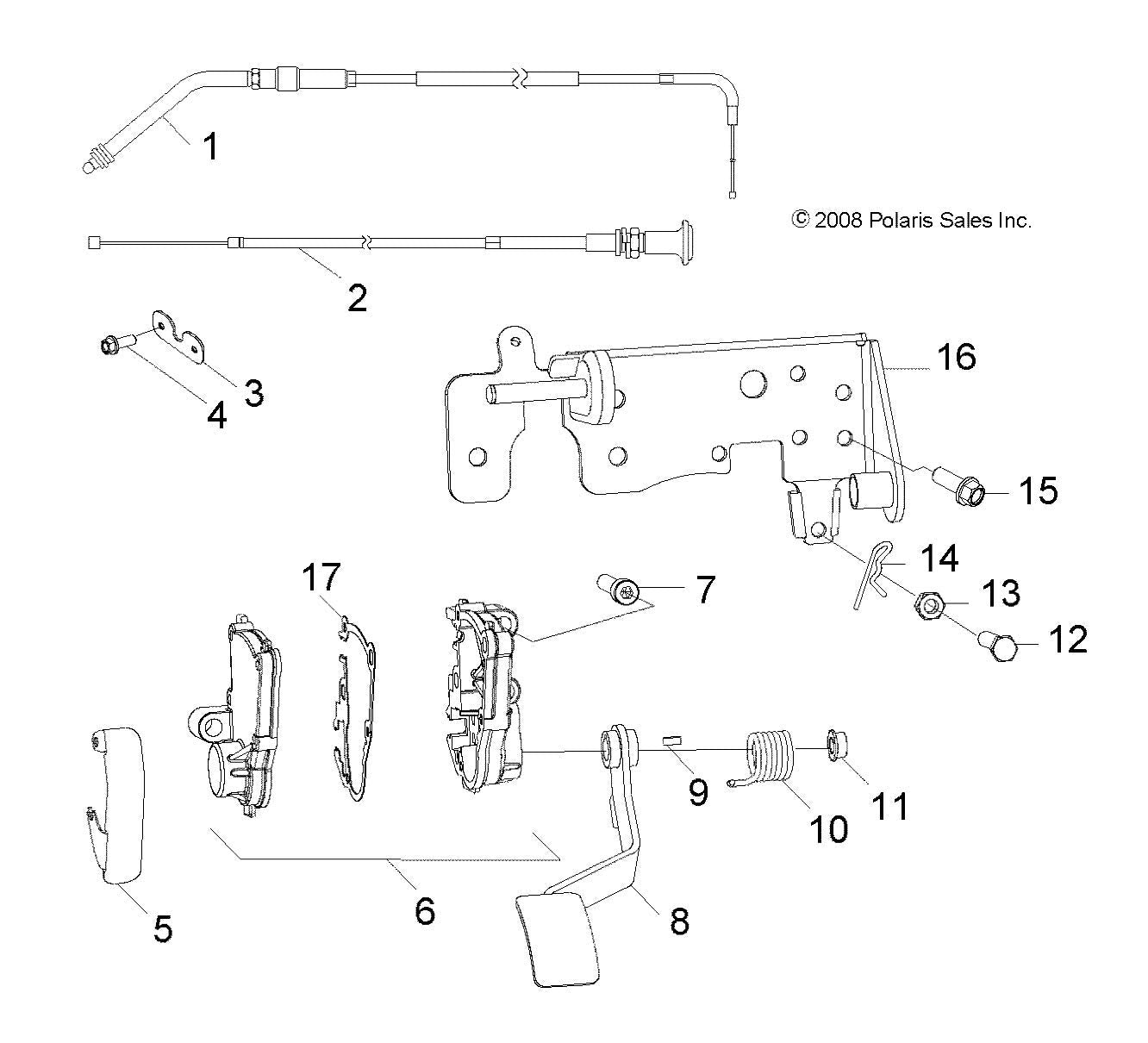 Polaris RZR Throttle Cable, Genuine OEM Part 0454311, Qty 1