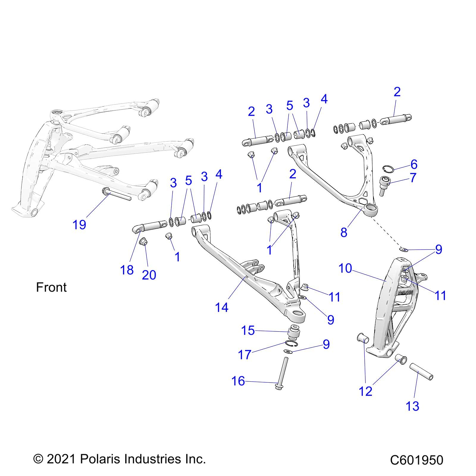 Polaris Snowmobile Control Arm, Upper, Right Side, Genuine OEM Part 1824655-309, Qty 1