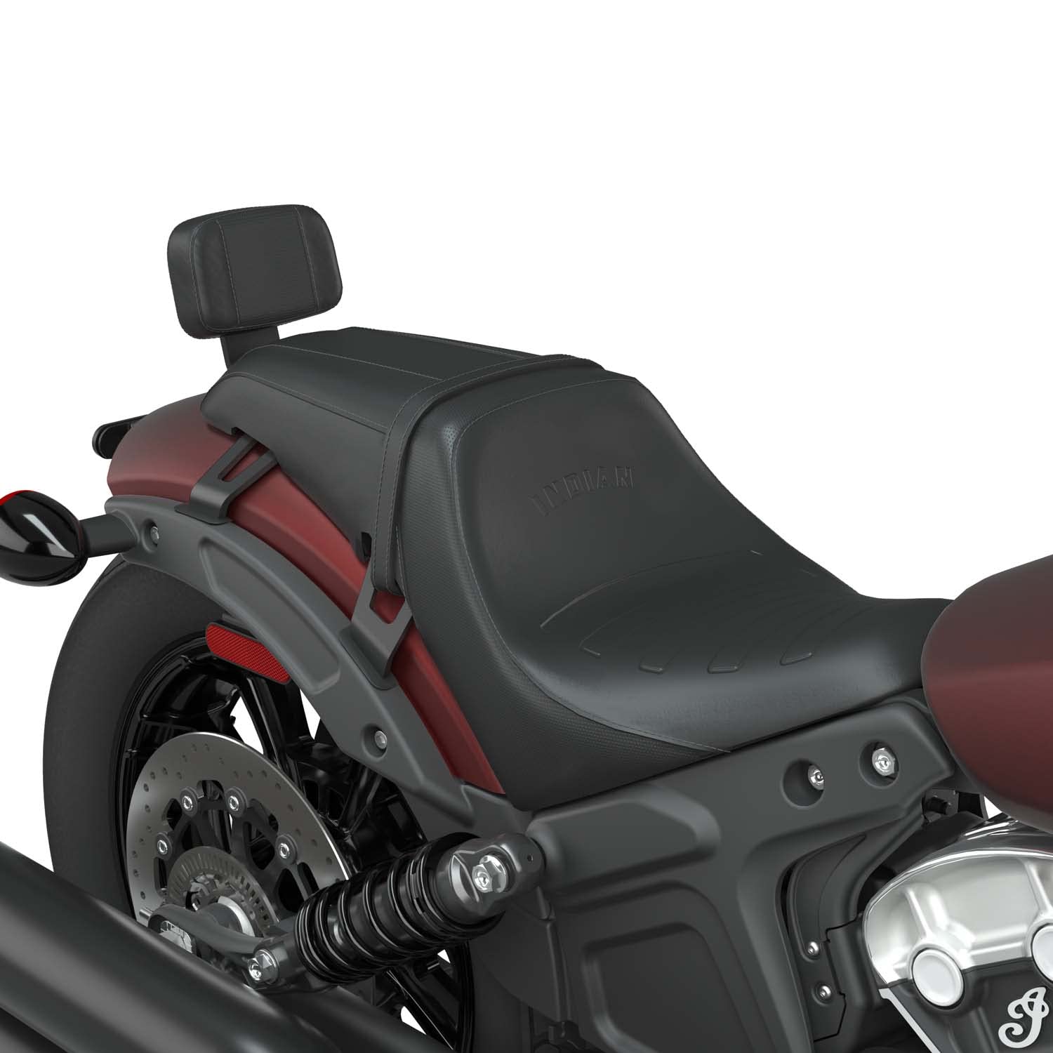 Indian Motorcycle Syndicate Passenger Backrest, Low Profile, Fits Scout, Scout Bobber, Scout Rogue, Scout Rogue Sixty Models and More, All-Weather Black Vinyl, for Comfort and Support - 2889429-VBA