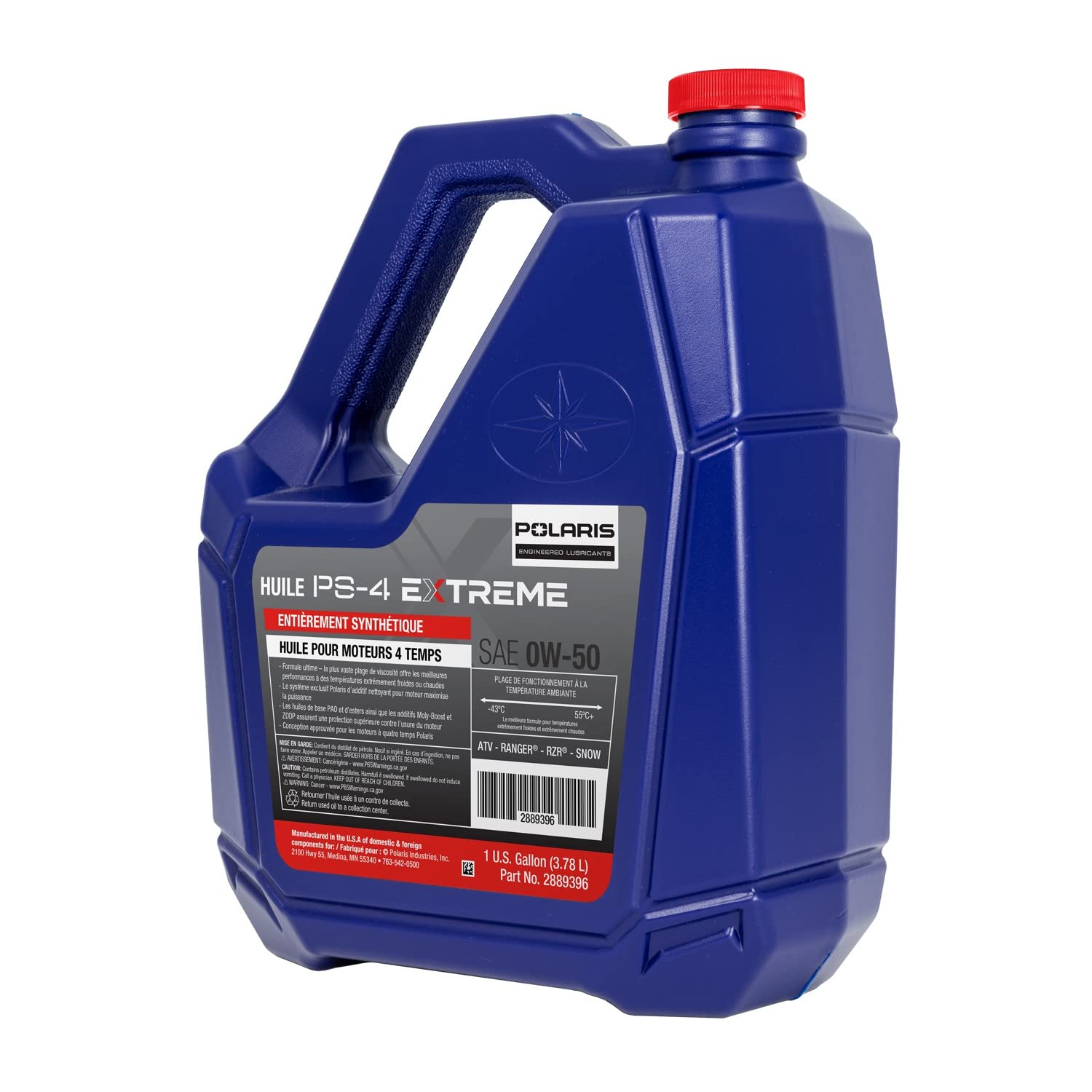 Polaris PS-4 EXTREME 0W-50 4 Cycle Full Synthetic Oil for Specific RANGER, GENERAL, RZR, Sportsman, Scrambler, INDY, Voyageur, TITAN Models With 4 Stroke Engine, 1 Gallon, Qty 1-2889396