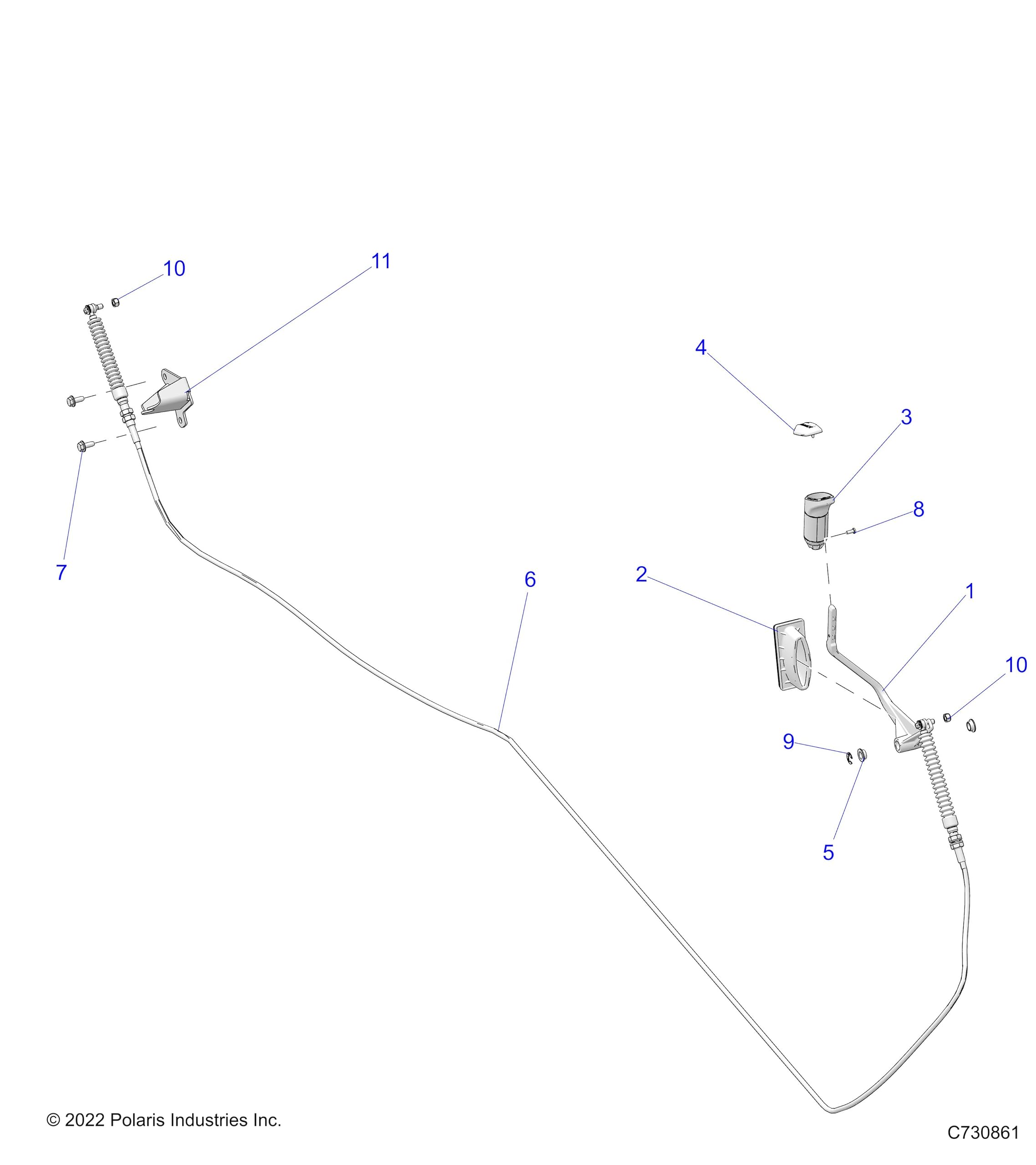 Polaris Ranger Shifter Cable, Genuine OEM Part 7082528, Qty 1
