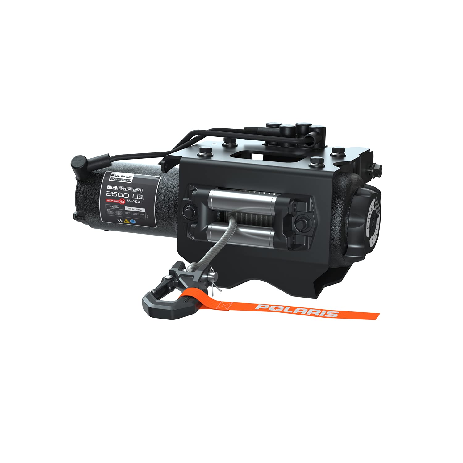 Polaris 2889469 ATV HD 2,500 lb Winch with Steel Cable Recovery Kit