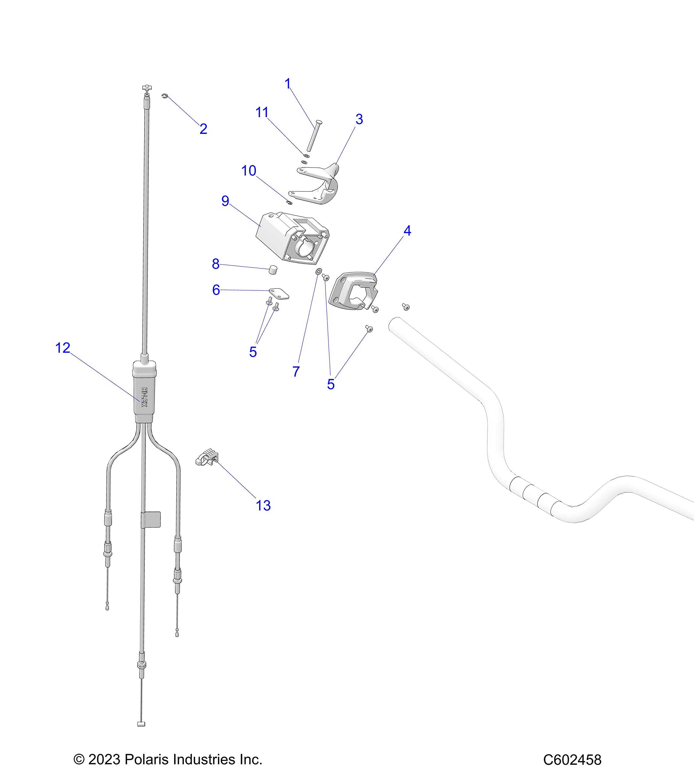 Polaris Snowmobile Heater Lever Assembly, Hi/Lo, 35.5 mm, Genuine OEM Part 2010431, Qty 1