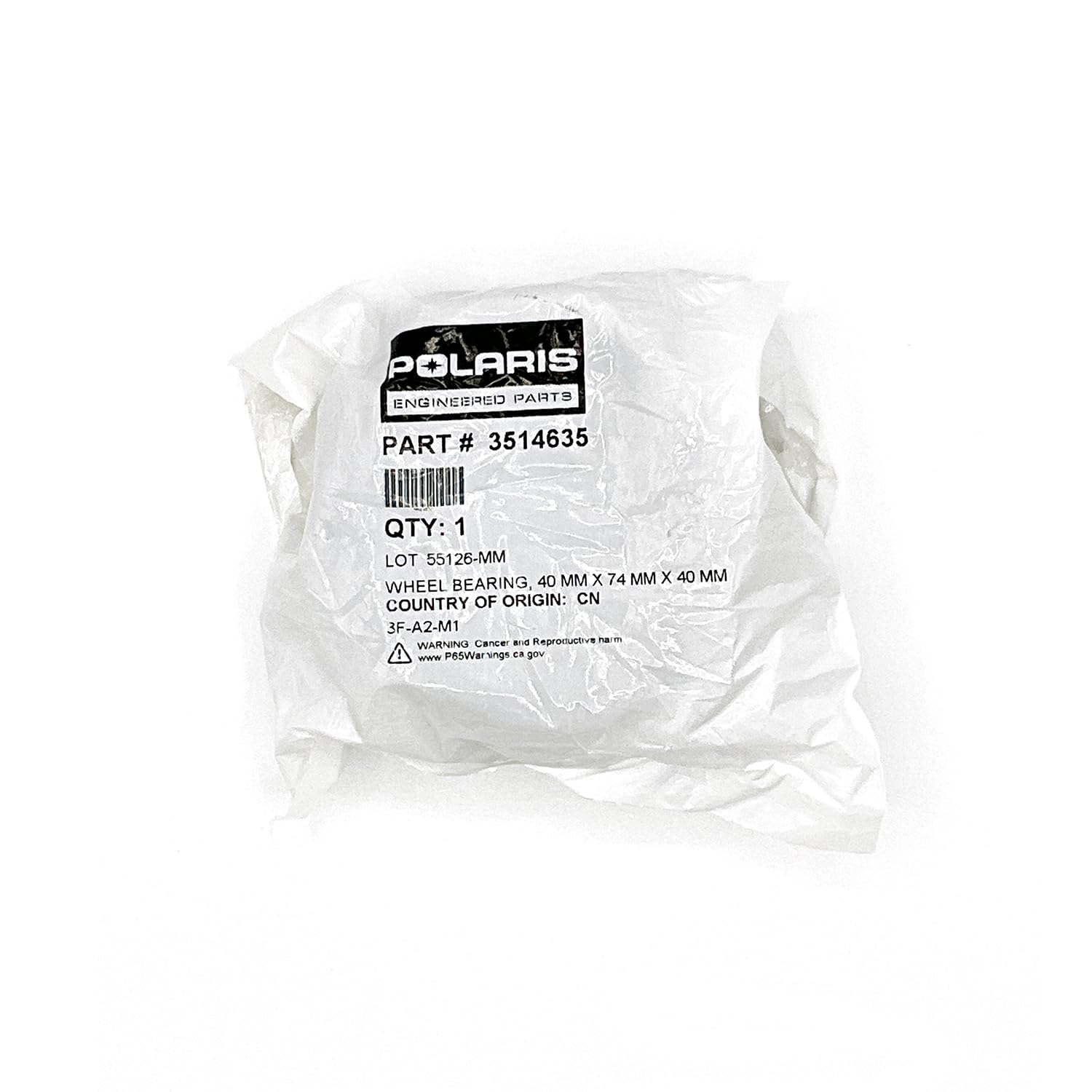 Polaris Wheel Bearing Sealed, 40 mm X 74 mm X 40 mm, for Specific RANGER XP 1000, 570, XP 900, SPORTSMAN 570, 450 HO and RZR 800, 570, Trail Models and More, Genuine OEM - Part 3514635