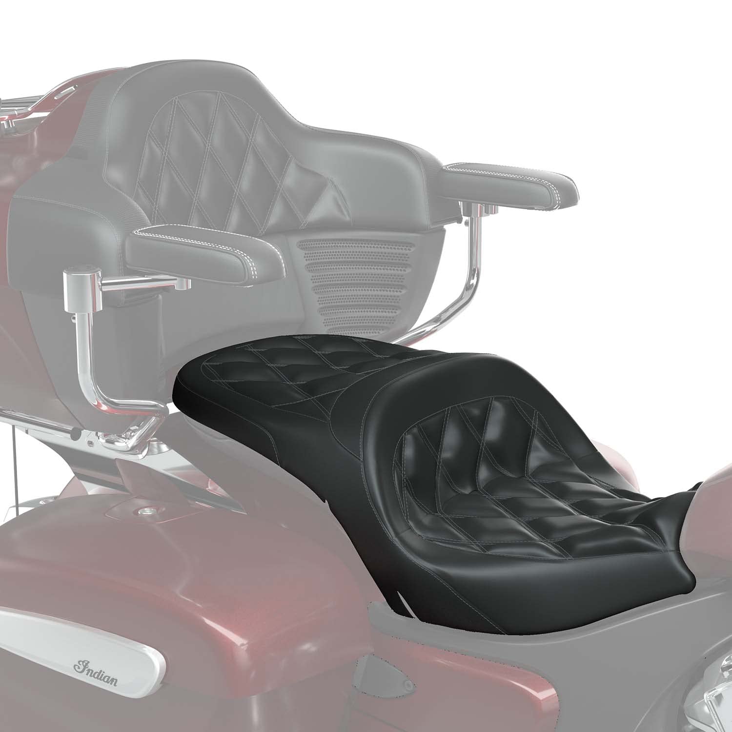 Indian Motorcycle Standard Reach Heated Touring Seat, Black - 2889356-VBA