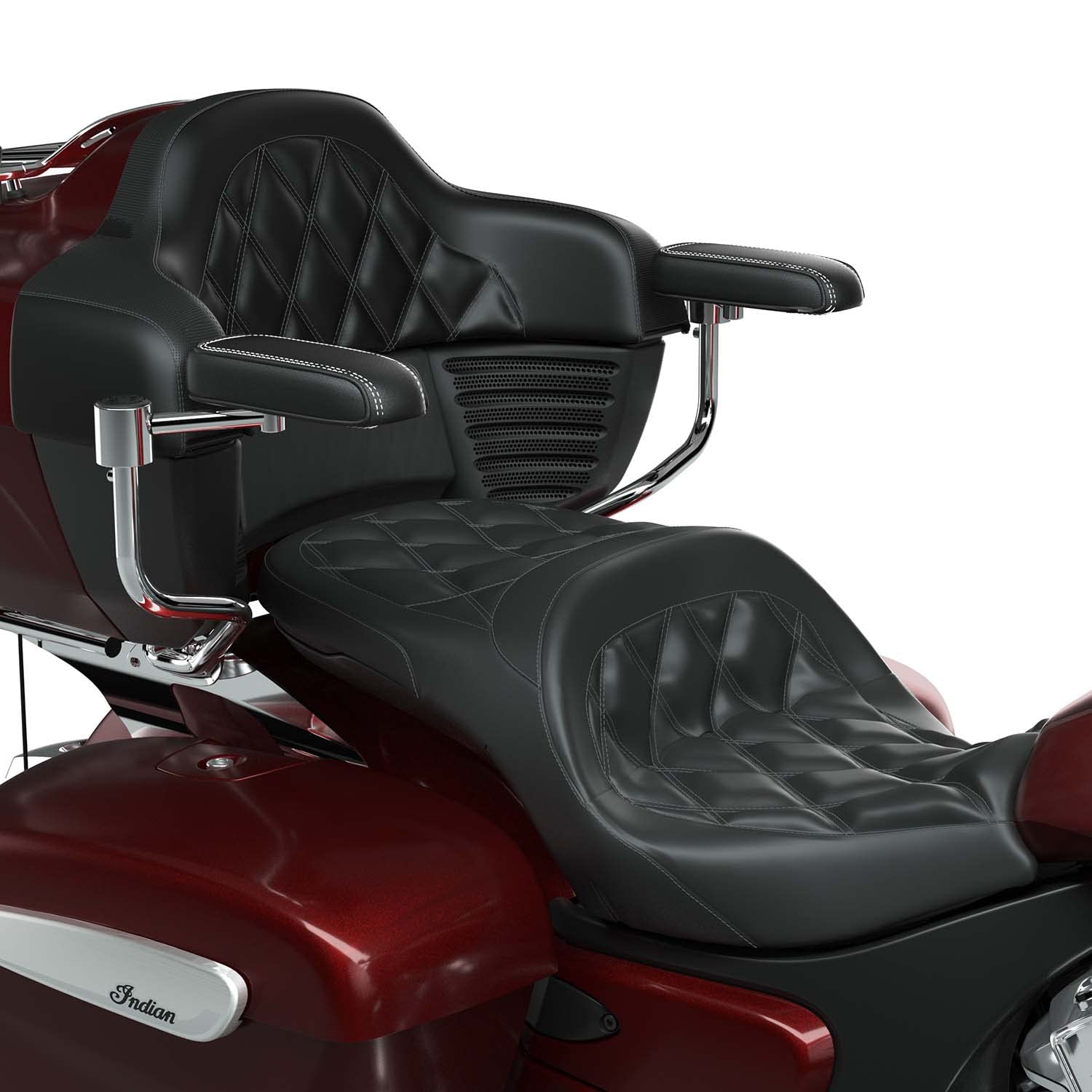 Indian Motorcycle Standard Reach Heated Touring Seat, Black - 2889356-VBA