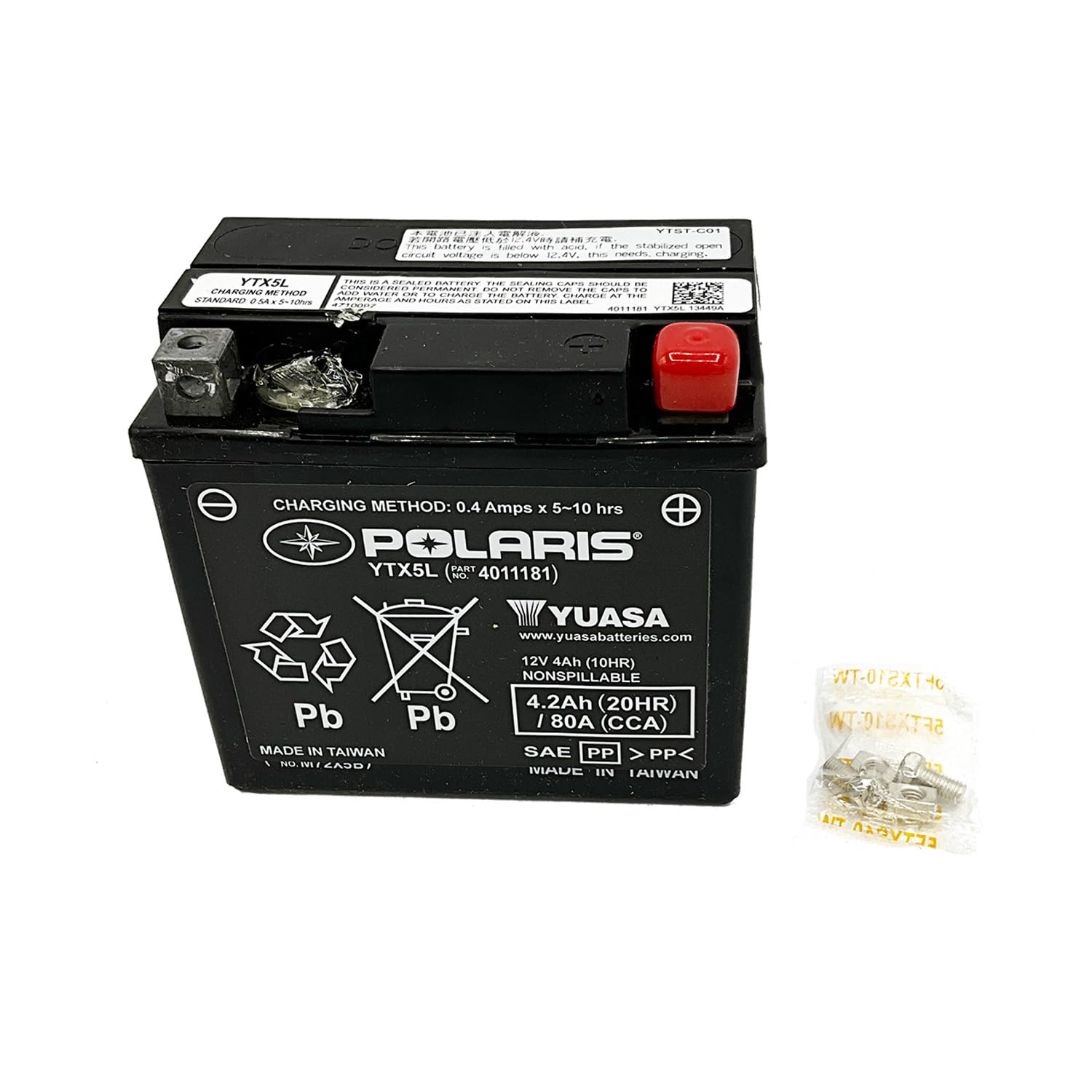 Polaris Replacement Battery, Yuasa Ytx5L Specific for Sportsman Outlaw 50, Outlaw 90, Scrambler 50, Scrambler 90, Sportsman 90, Sportsman 110, Predator 50, Predator 90 ATV Models - Part 4011181