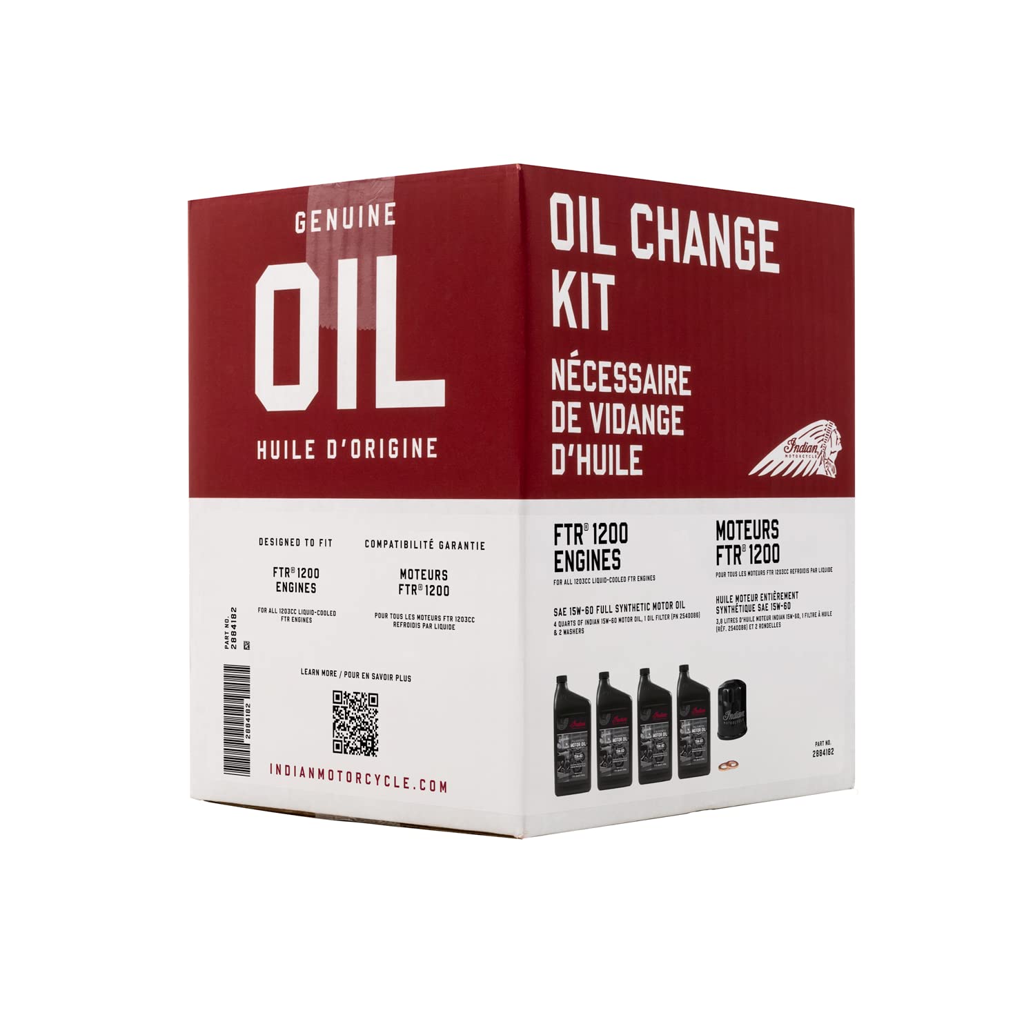 Indian Motorcycle FTR Oil Change Kit 2884182 Full Synthetic 15W60 4 Quarts