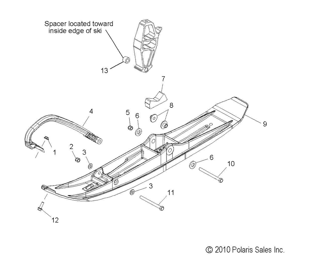 Polaris Ski Toe, Plastic, for Snowmobile Models, Genuine OEM - 5434165-070