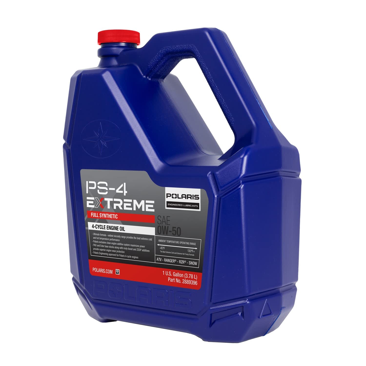 Polaris PS-4 EXTREME 0W-50 4 Cycle Full Synthetic Oil for Specific RANGER, GENERAL, RZR, Sportsman, Scrambler, INDY, Voyageur, TITAN Models With 4 Stroke Engine, 1 Gallon, Qty 1-2889396