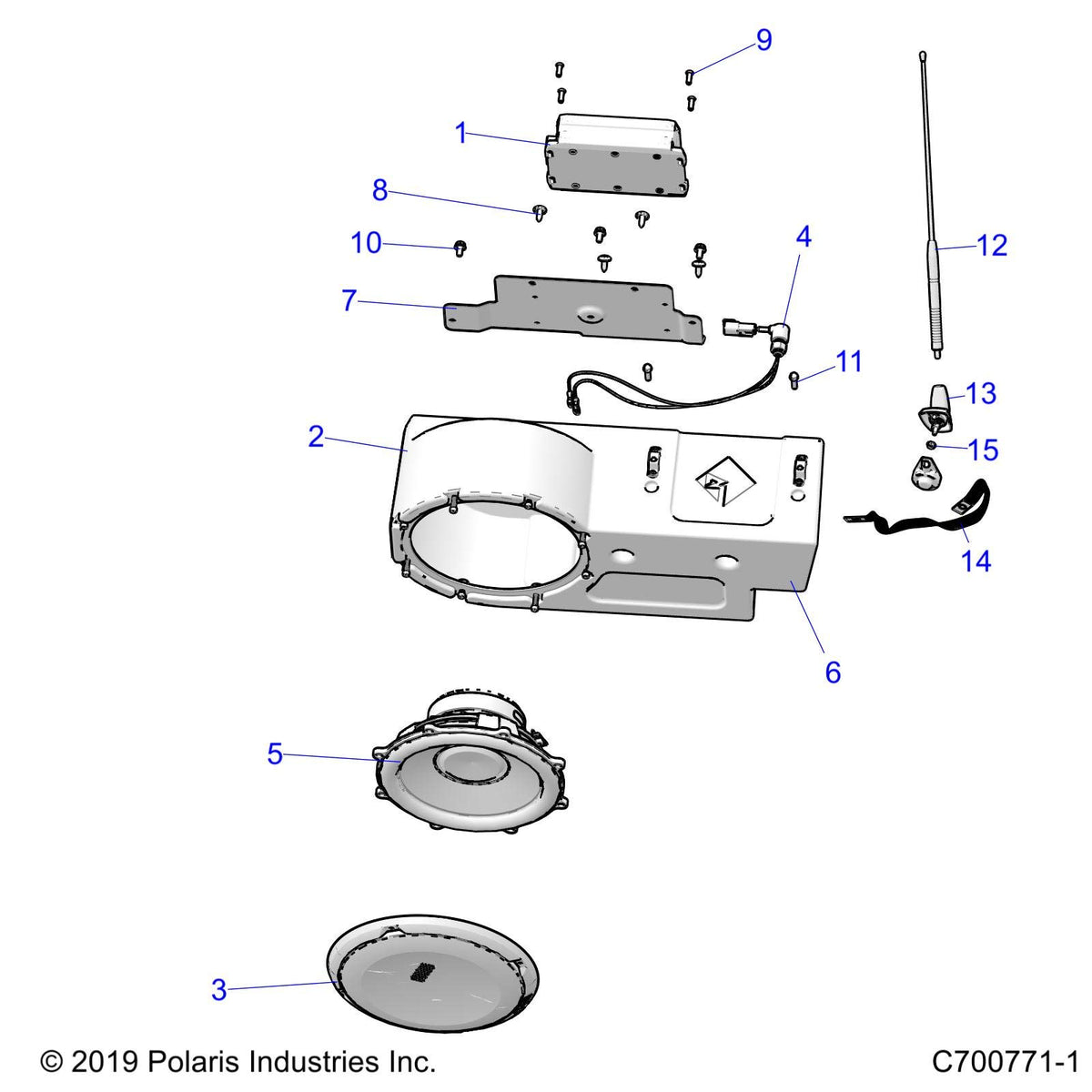 Polaris 5267849-329 BRKT-SUBWOOFER AMP ECOAT