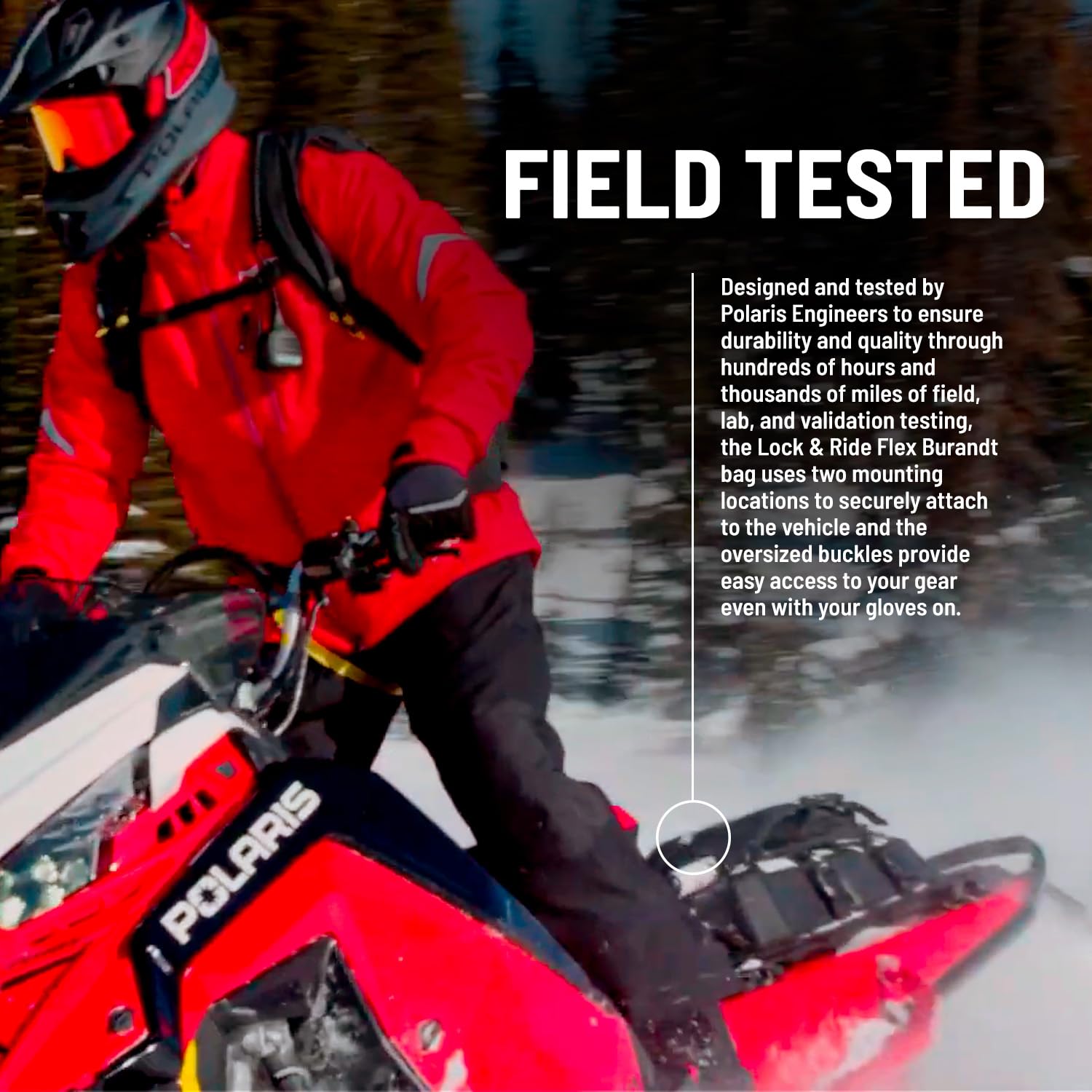 Polaris Snowmobile Lock & Ride Flex Burandt Bag, Large, Red, Fits Specific RMK, INDY, Voyageur Models, Mounts for Shovel Jacket, Easy Install, Waterproof, Storage Bag for Gear - 2889900