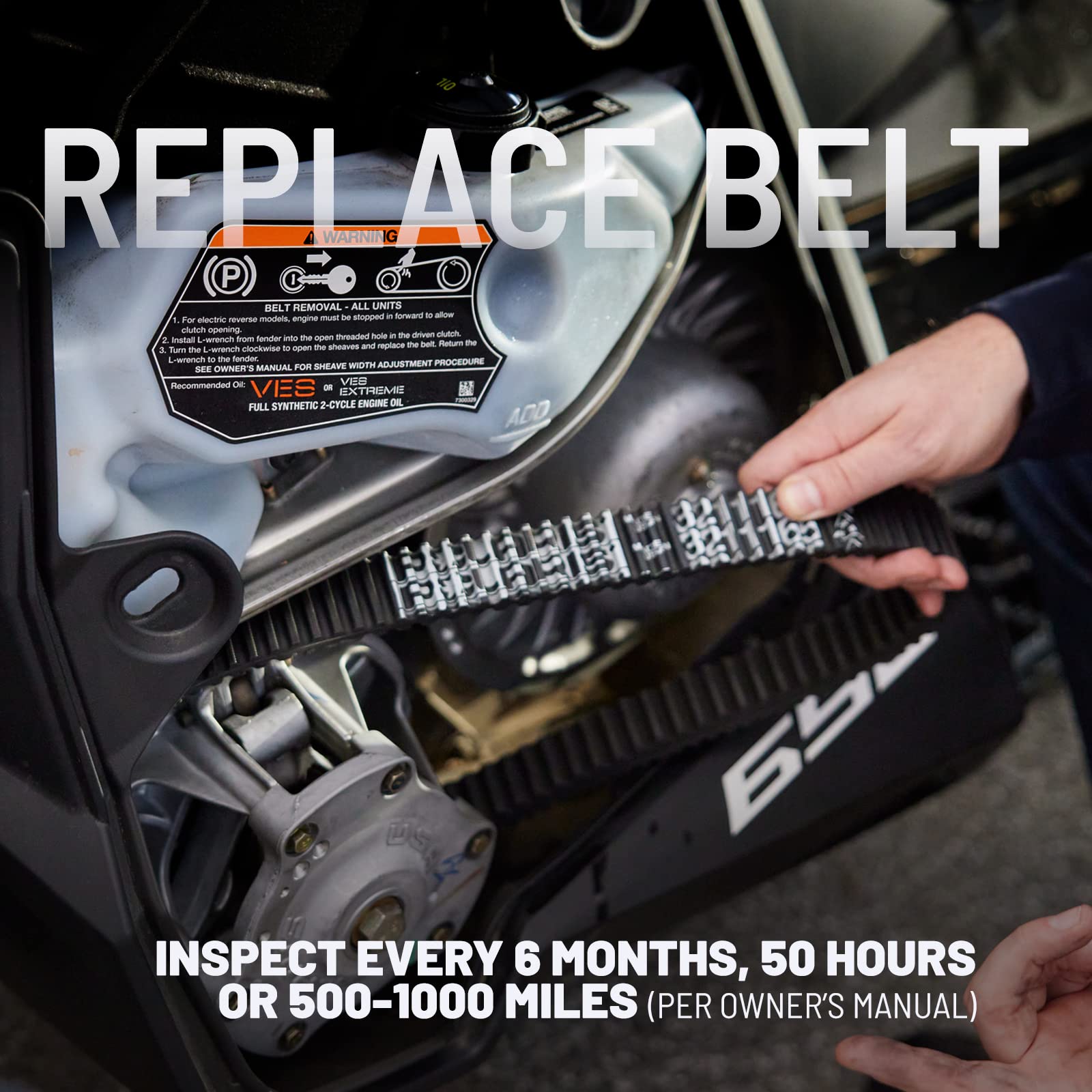 Polaris Snowmobile Performance Drive Belt, for specific models of Polaris Snowmobiles, Runs at Optimal RPMs, No Clutch Recalibration, Replace Every 1,000 Miles, Black, Runs Cooler - 3211174