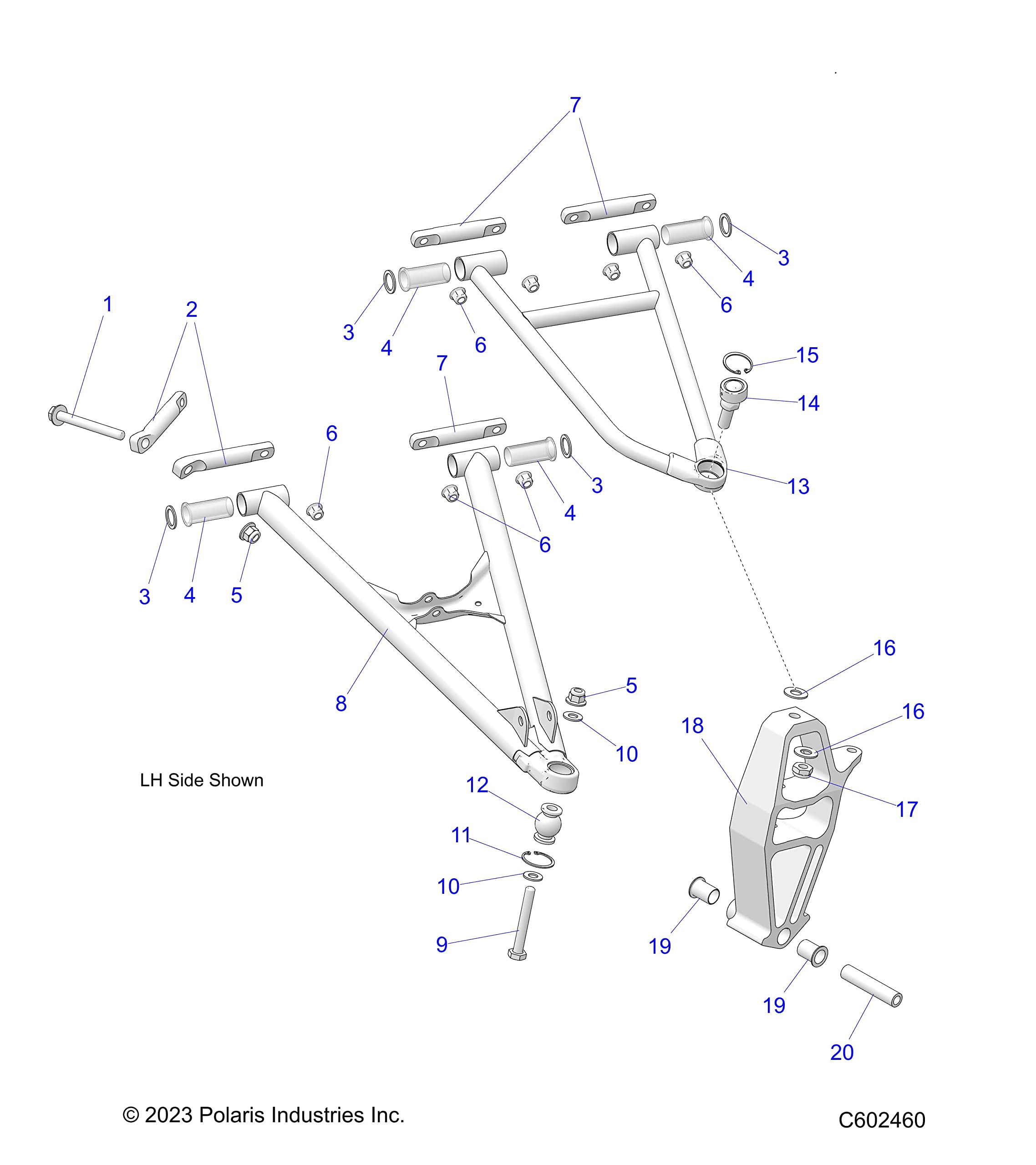 Polaris Snowmobile Right Side, Lower Control Arm, Medium Gloss Black, Genuine OEM Part 1824170-067, Qty 1