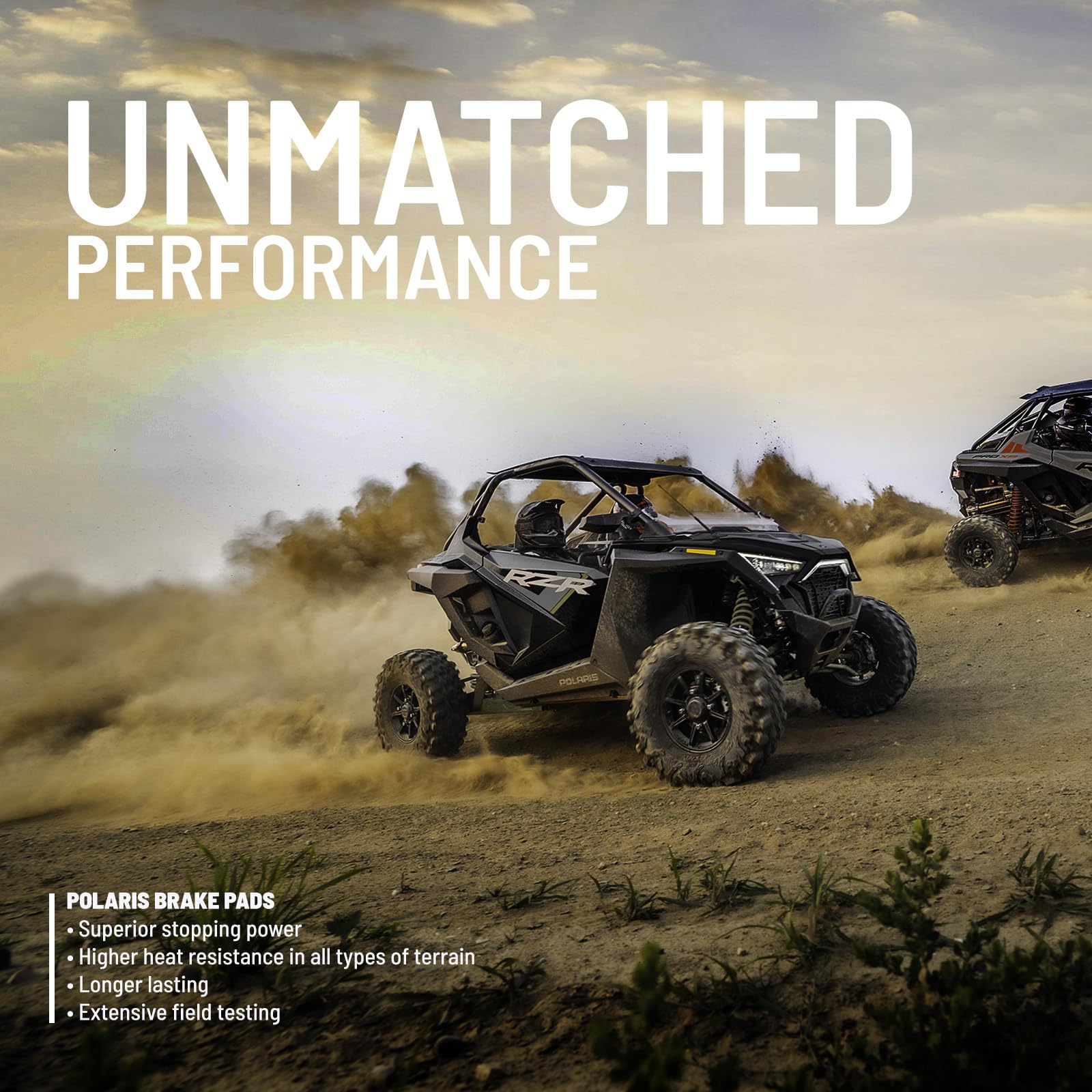 Polaris Sintered Rear or Front Brake Pads Set for RANGER XP 1000, 570, 500, ETX, RZR 900, XP 900, Sportsman 6x6 570, X2 570, 450 HO, ACE 500, 900 Models and More, OEM Part, Includes 4 Pads - 2202413