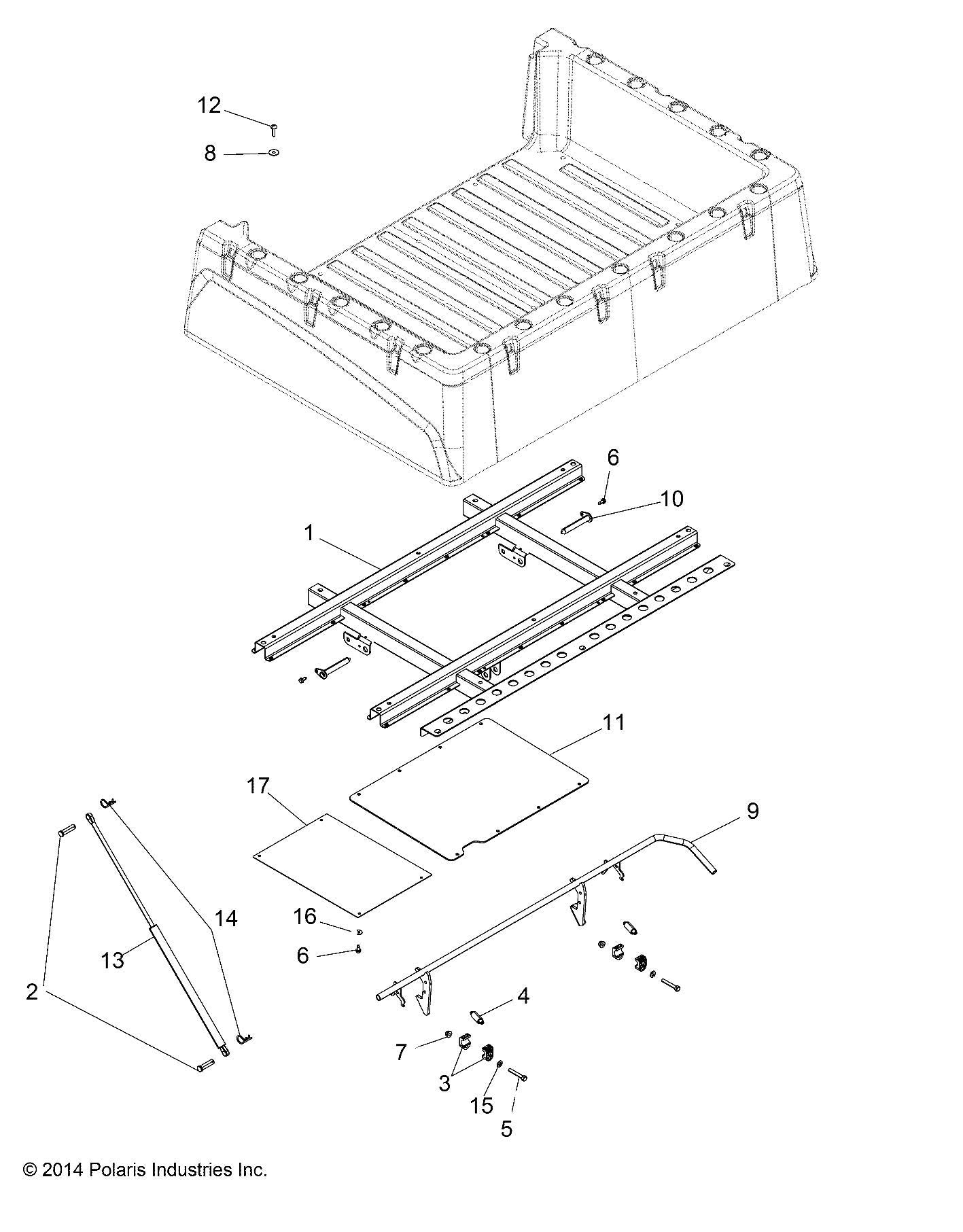 Polaris Ranger Dump Box Shock, Genuine OEM Part 7043187, Qty 1