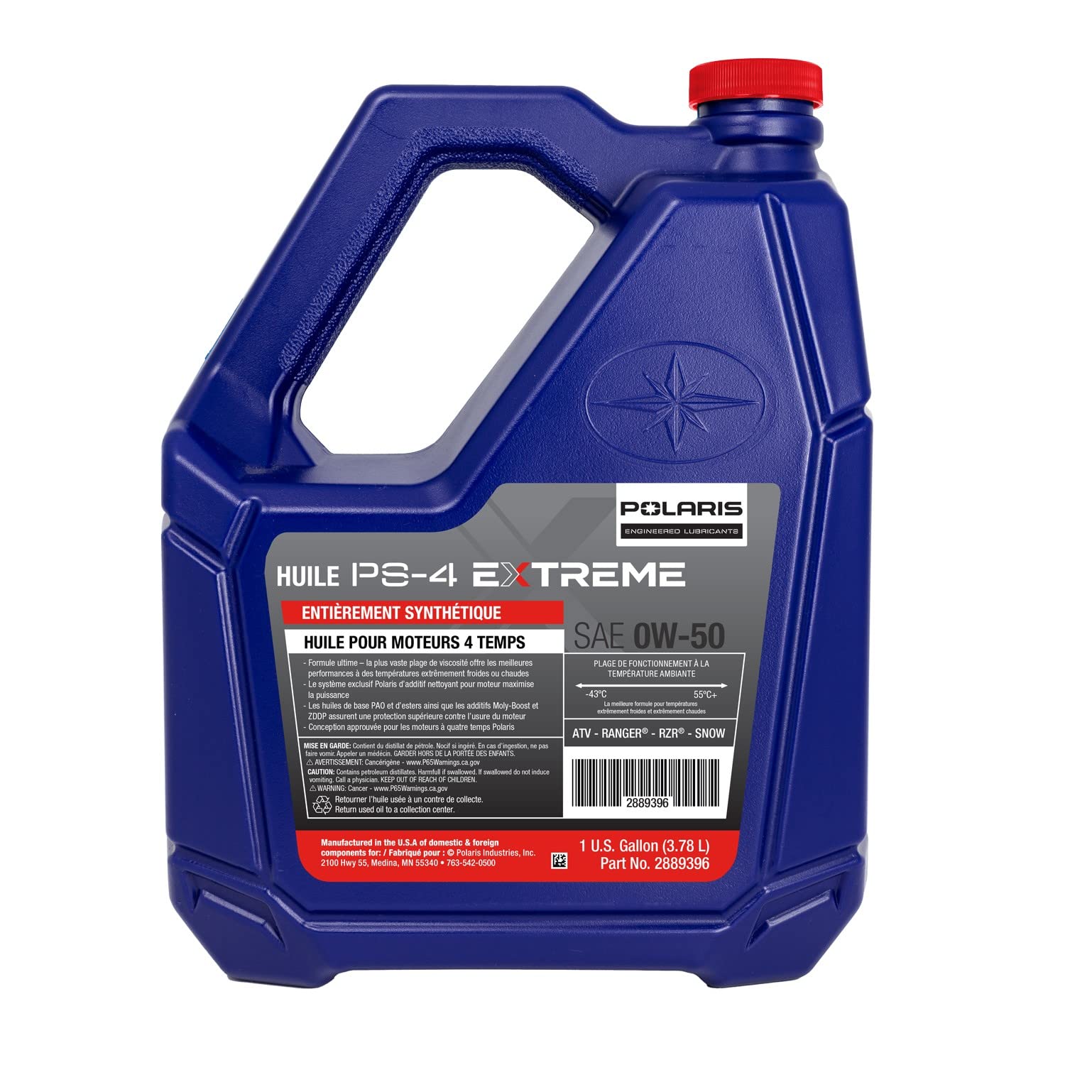 Polaris PS-4 EXTREME 0W-50 4 Cycle Full Synthetic Oil for Specific RANGER, GENERAL, RZR, Sportsman, Scrambler, INDY, Voyageur, TITAN Models With 4 Stroke Engine, 1 Gallon, Qty 1-2889396