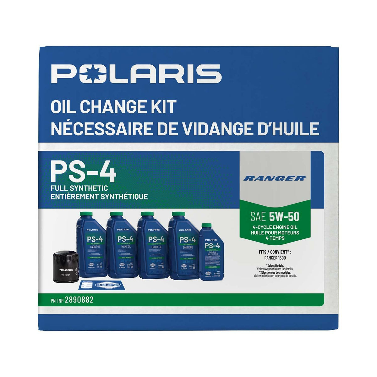 Polaris Oil Change Kit, for RANGER Models, Genuine OEM - 2890882