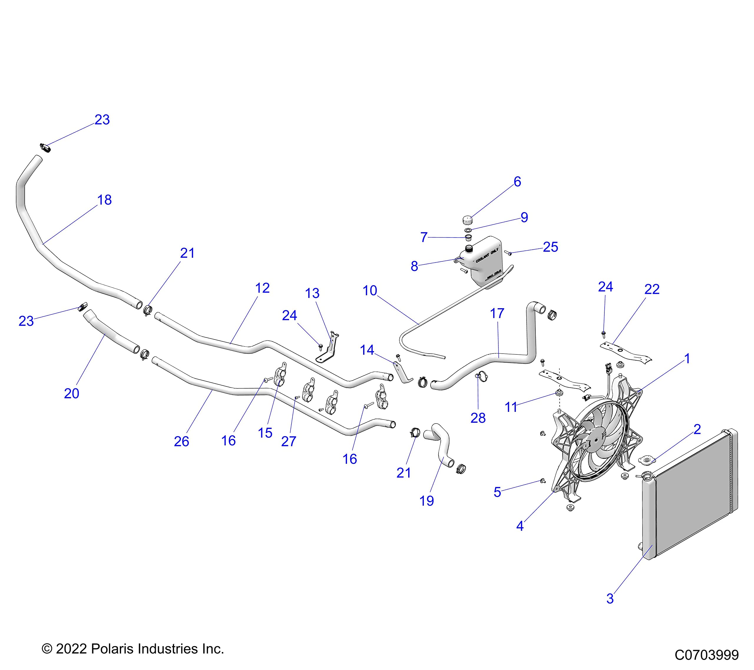 Polaris RZR Fan Assembly, Genuine OEM Part 2412447, Qty 1