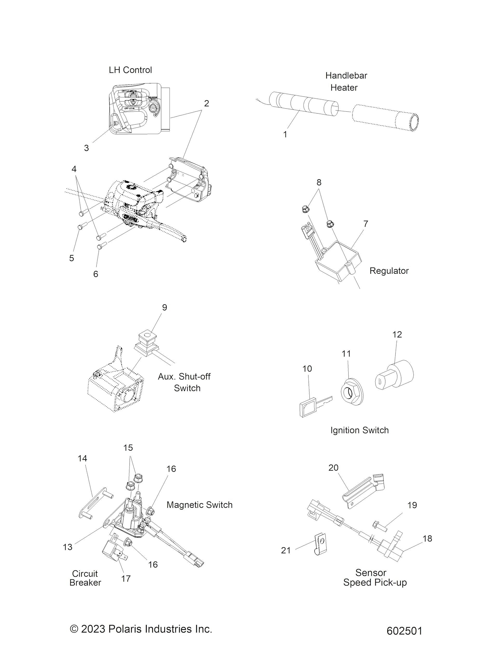 Polaris Snowmobile Ignition Switch Kit, Genuine OEM Part 2205055, Qty 1