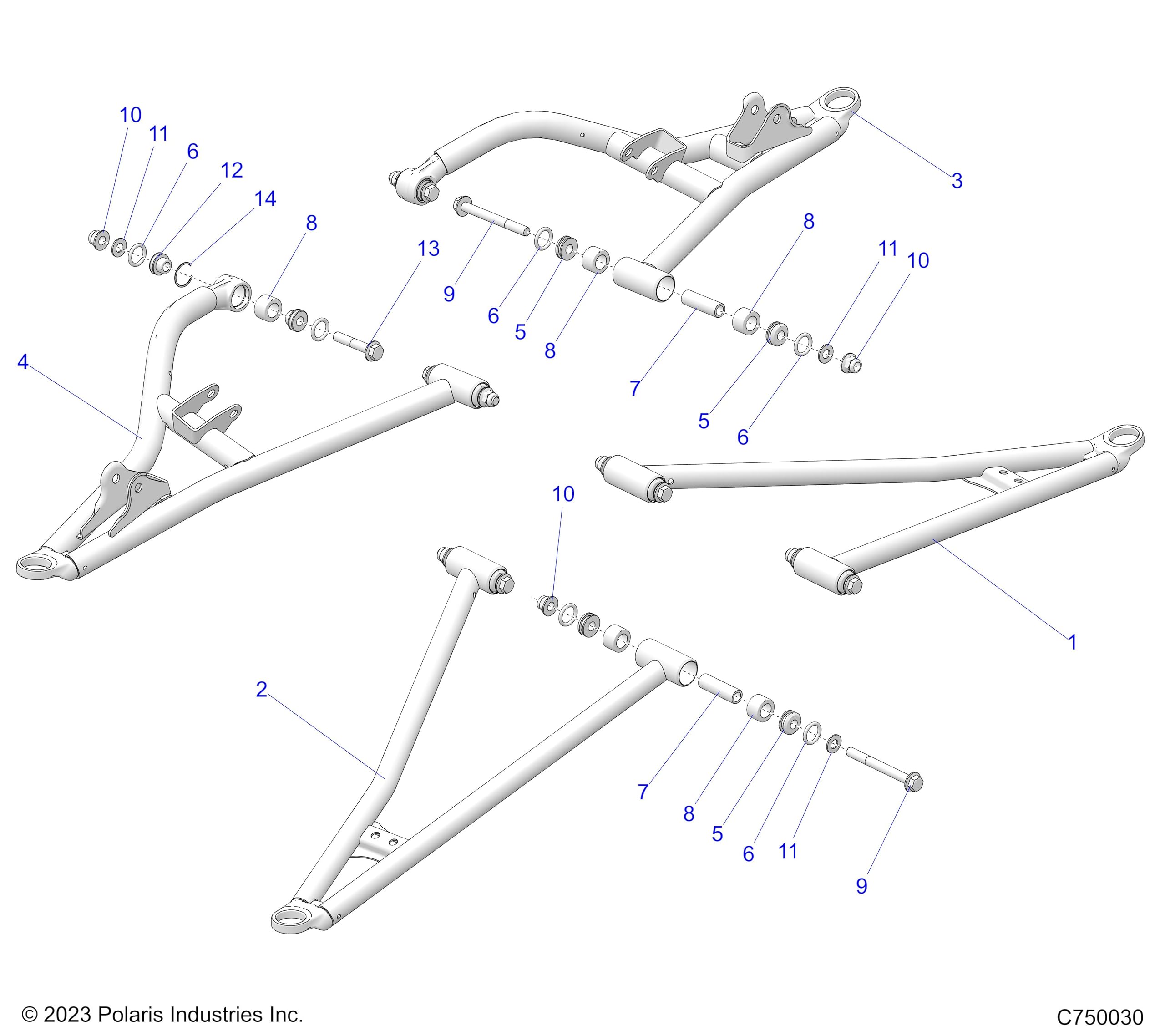 Polaris RZR Front Right, Lower Control Arm. 60 in., Matte Black, Genuine OEM Part 1021417-458, Qty 1