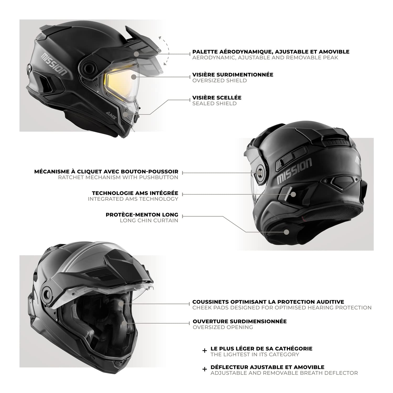 CKX Mission Carbon Fiber Full Face Helmet Electric Shield Snowmobile 512396