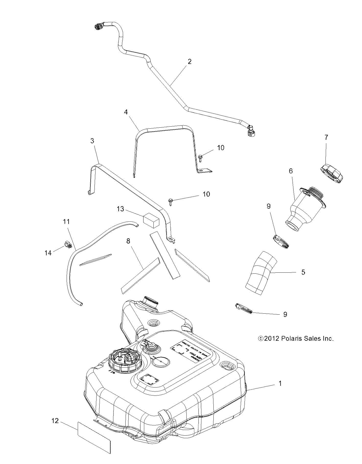 Polaris Ranger Fuel Line Assembly, Genuine OEM Part 2521226, Qty 1