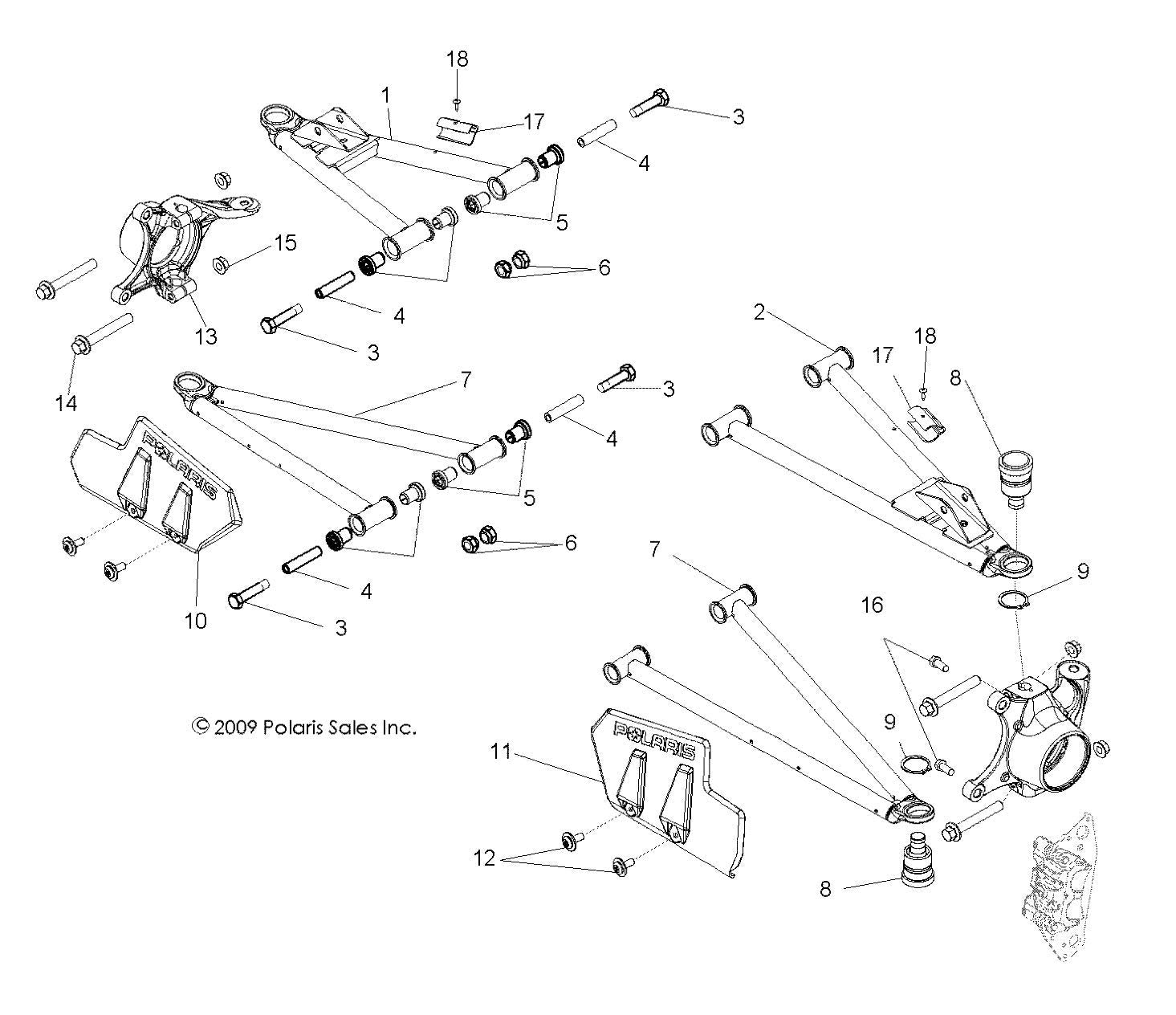 Polaris Ranger Lower Front Control Arm, Medium Gloss Medium Gloss Black, Genuine OEM Part 1018186-067, Qty 1