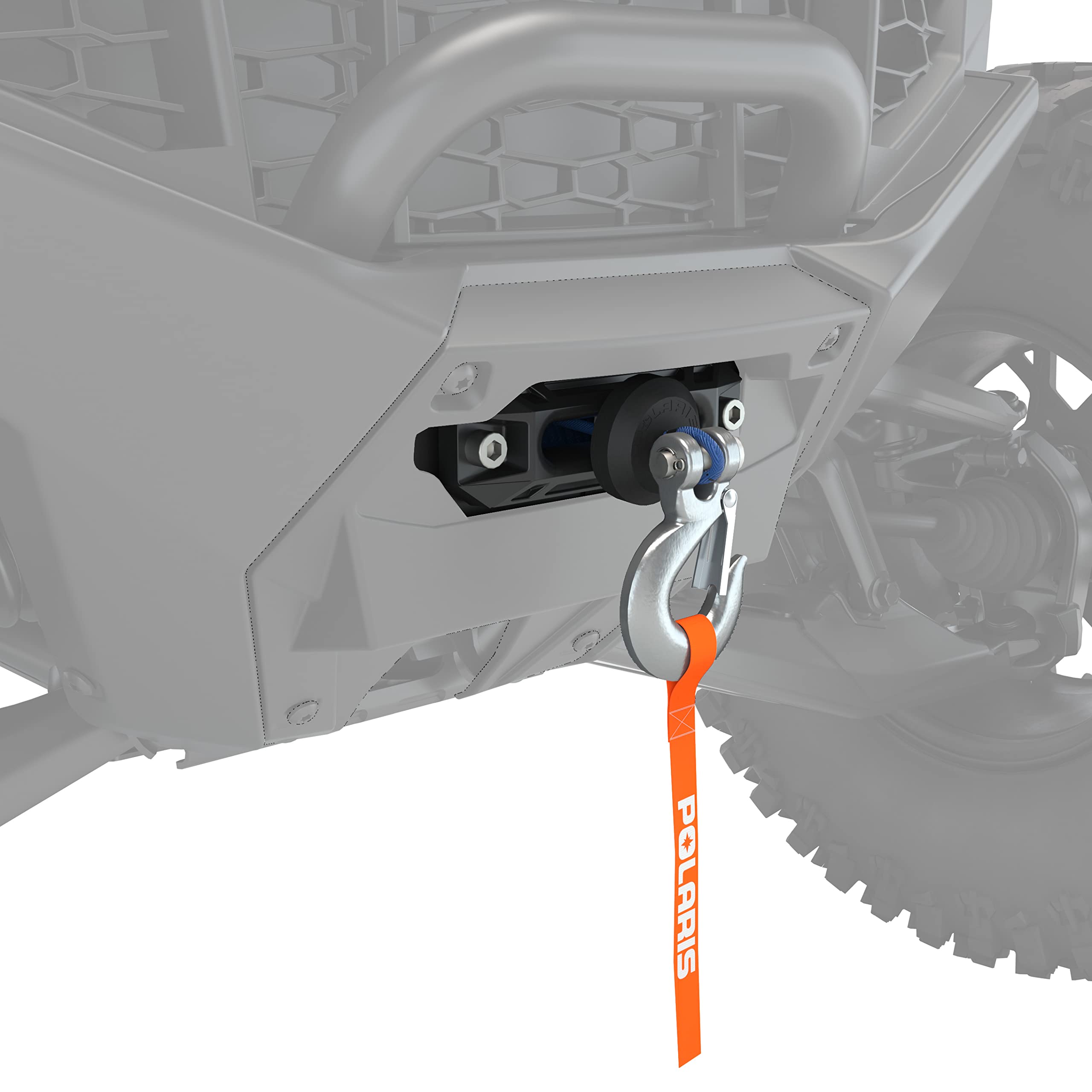 Polaris Winch Pro HD 6000 LB for RZR Pro R, Turbo R, Wireless Remote Control, Faster Re-Spooling, Auto Stop Technology, 1.6-HP Motor, 50 FT Synthetic Rope, for Plowing, Chores, Trail Rides - 2884341