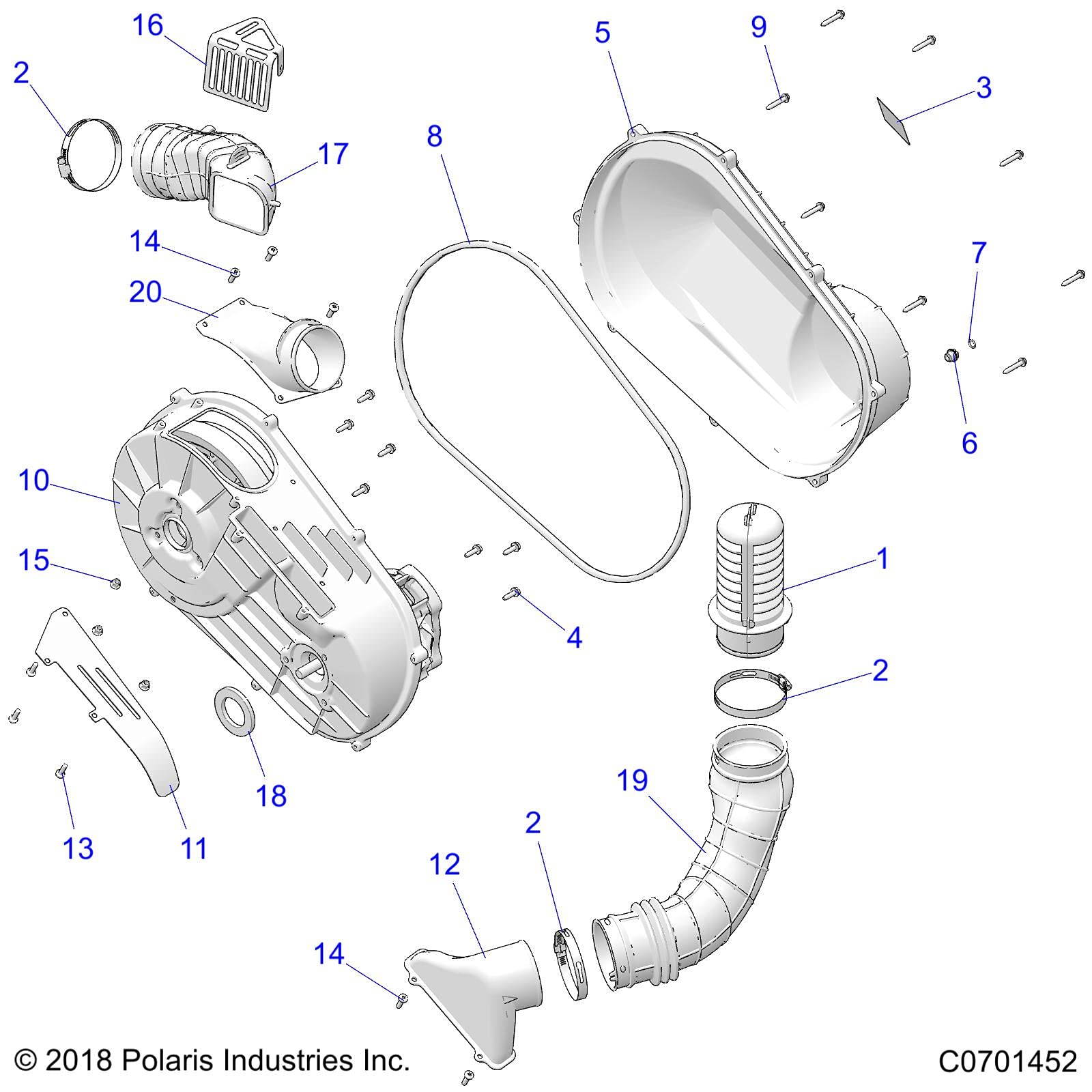 Polaris RZR Inner Clutch Cover Assembly 2634863 CVT Housing Belt Case