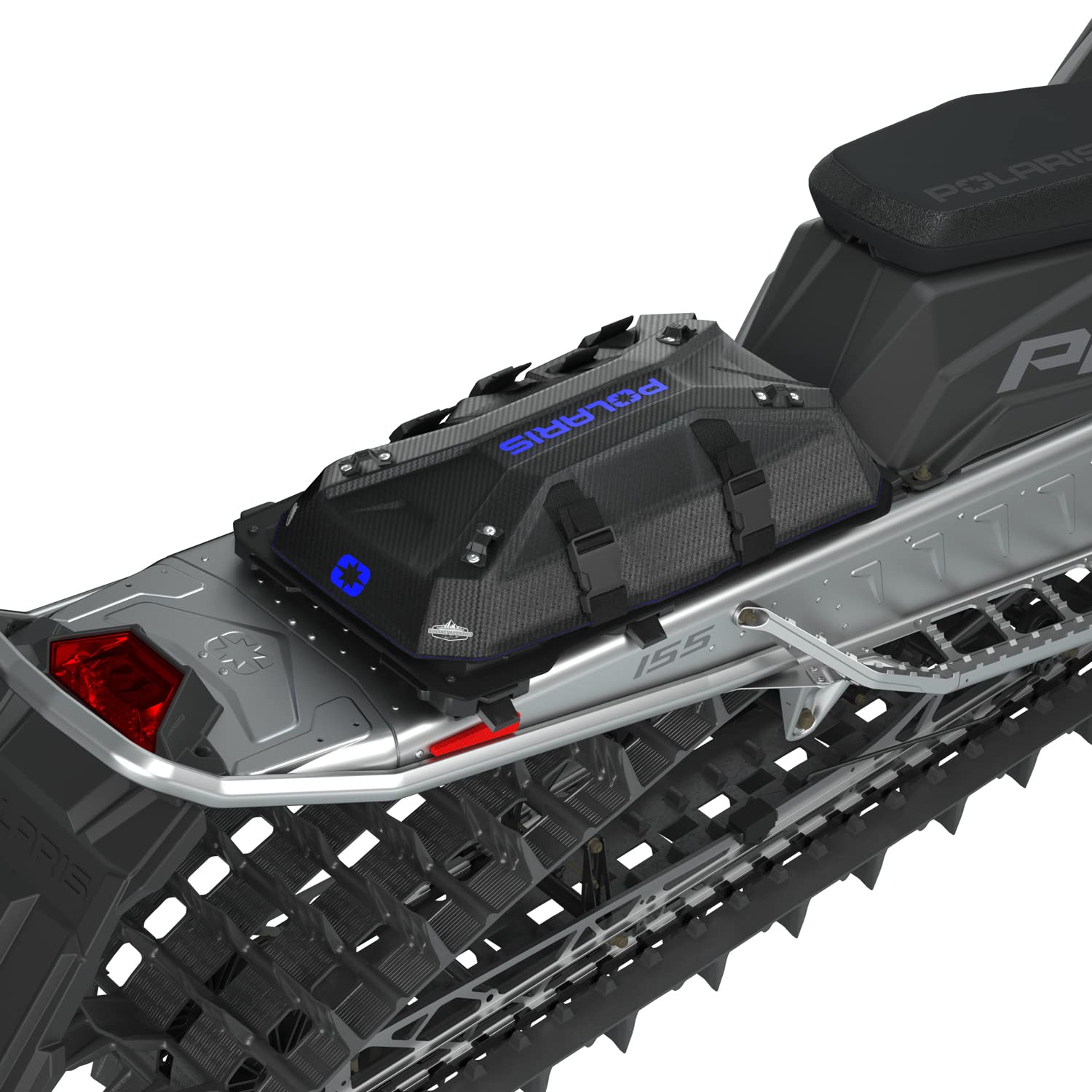 Polaris Snowmobile Lock & Ride Flex Burandt Gear Bag, Large, Blue, for Specific RMK, INDY, Voyageur Models, Mounts for Shovel Jacket, Easy Install, Waterproof Luggage Carrier for Storage - 2890010