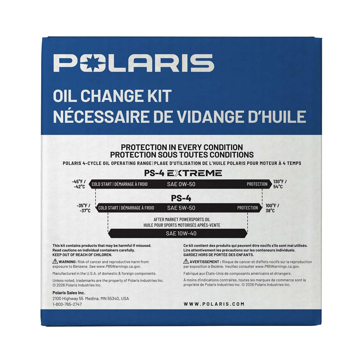 Polaris Oil Change Kit, Incl Oil, Oil Filter, Crush Washer - 2890058