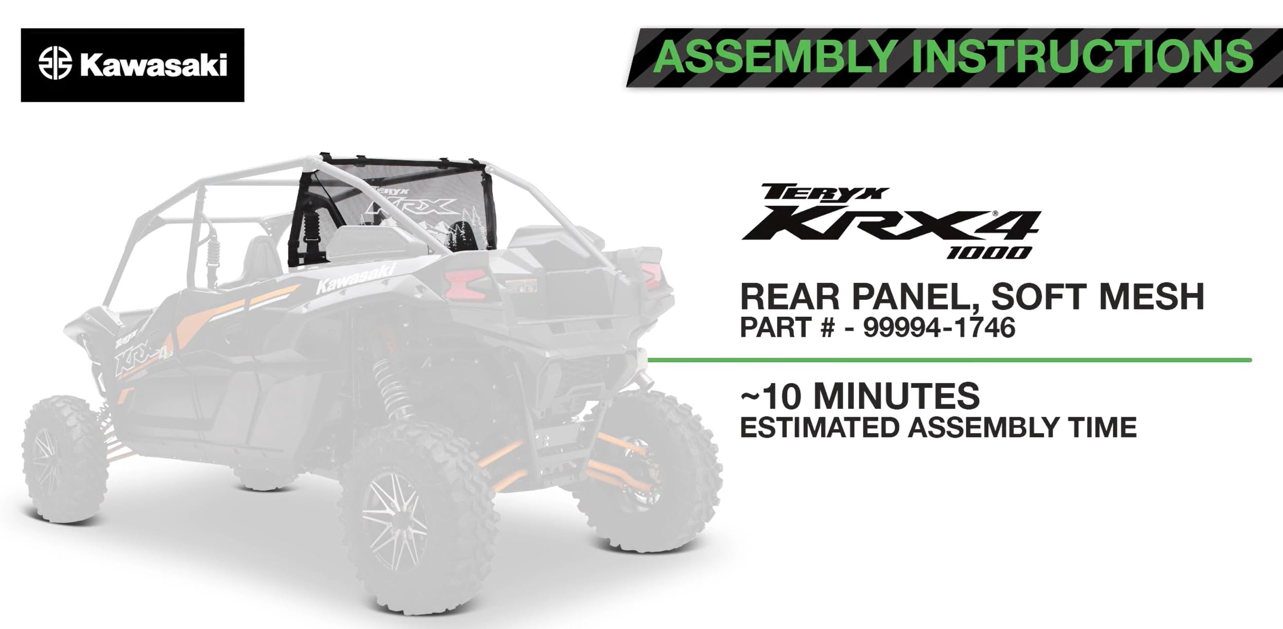Genuine Kawasaki OEM Teryx KRX4 1000 Soft Mesh Rear Window Screen 99994-1746