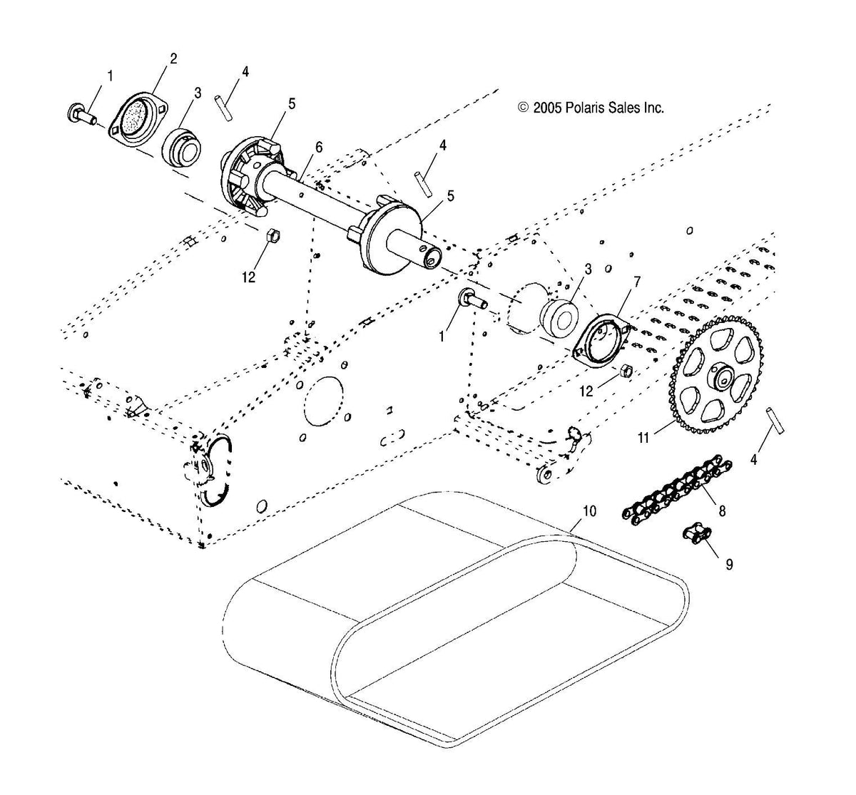 Polaris Youth 120 15" x 68" x 0.71" Snowmobile Track, Genuine OEM - 5411751