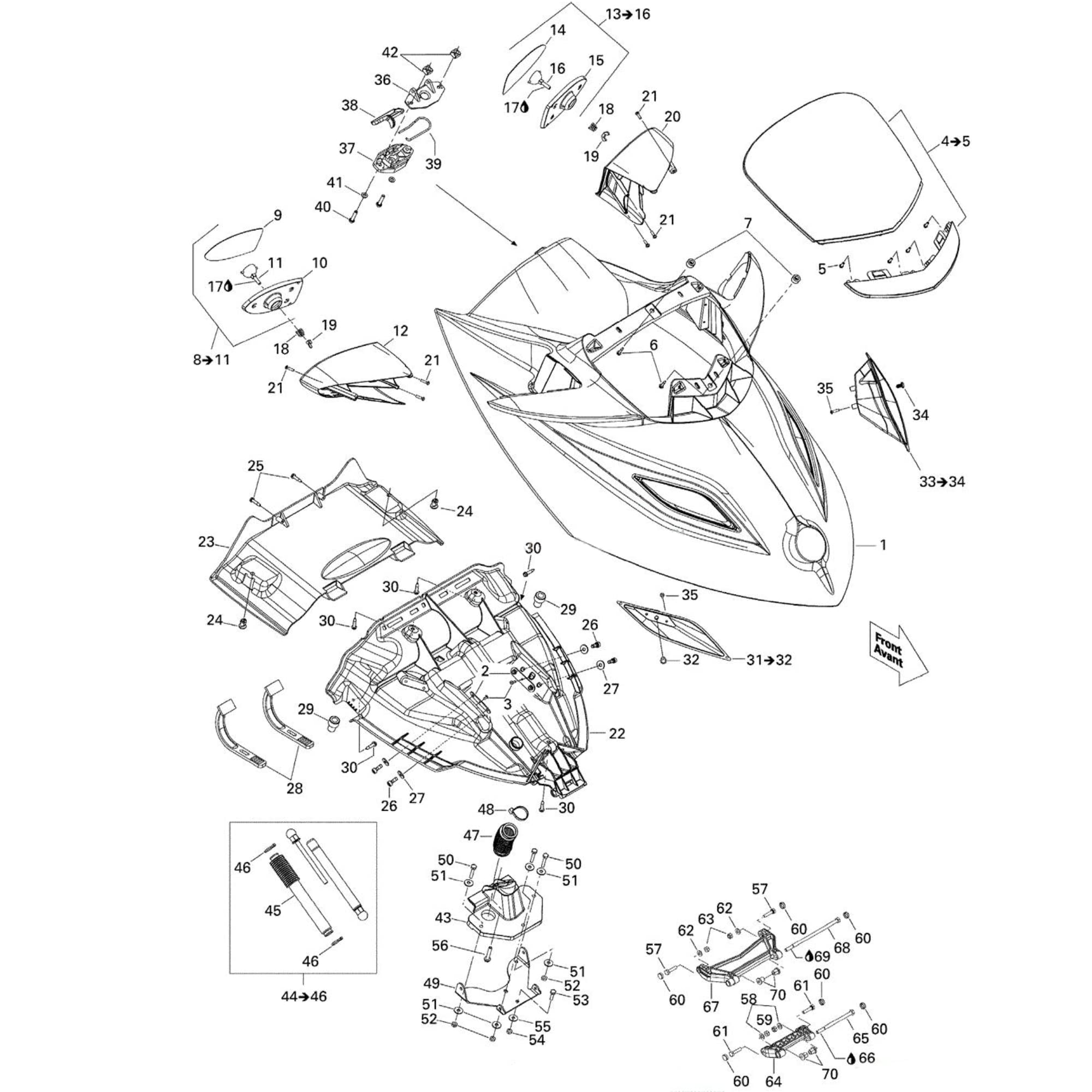 Sea-Doo New OEM Black Deflector Assembly, 269501612