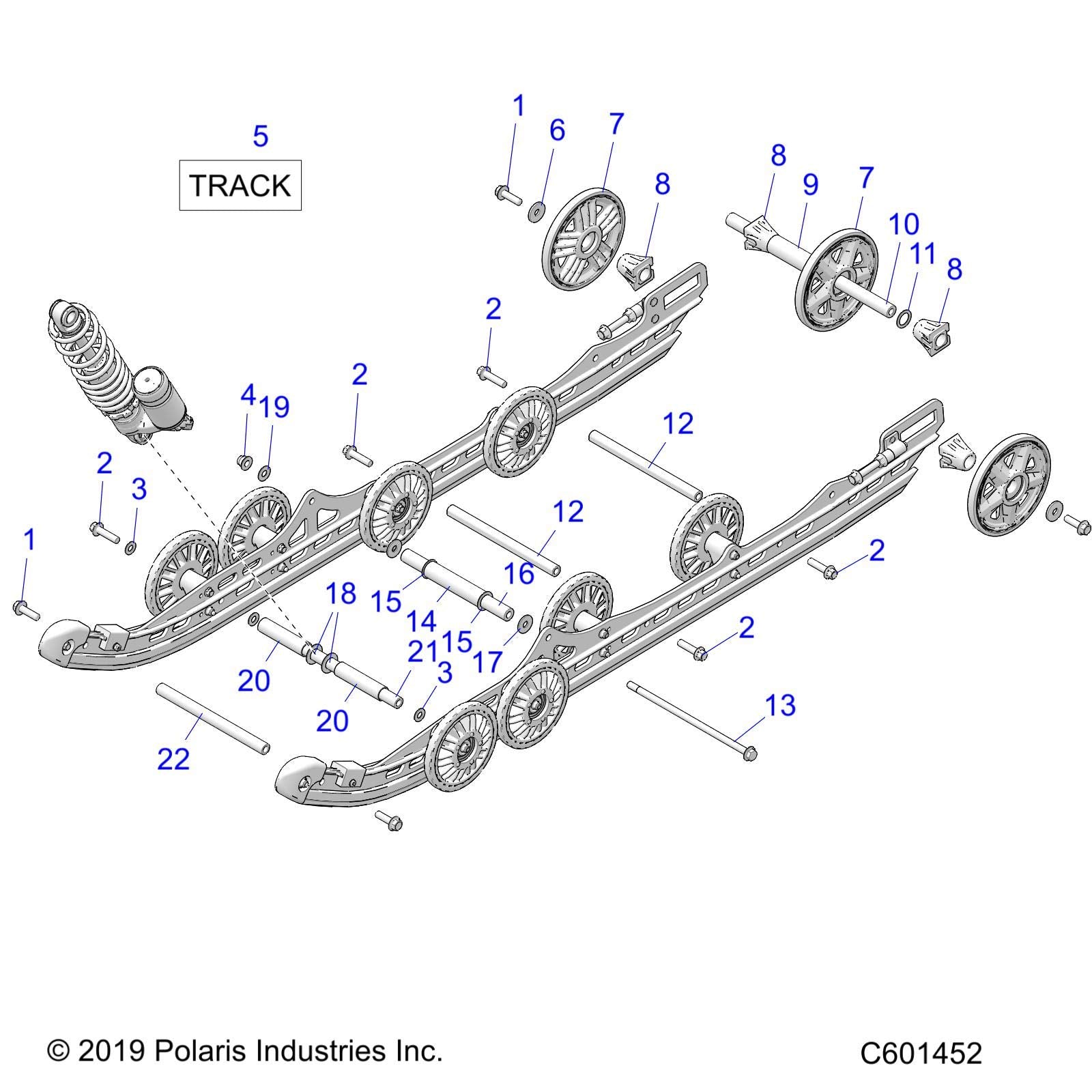 Polaris Snowmobile Suspension Rail Idler Wheel 6.38 in., Genuine OEM Part 1590512, Qty 1