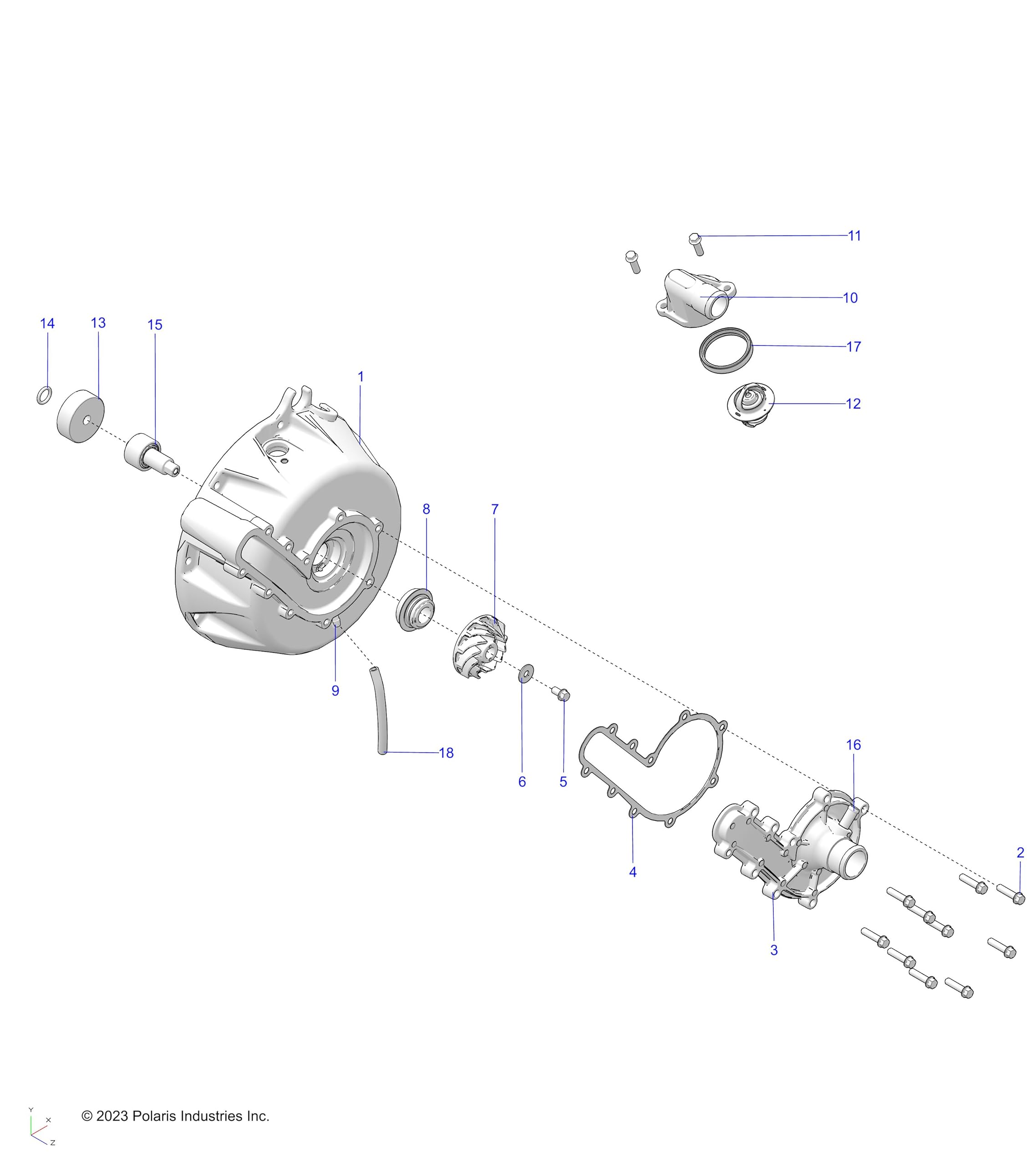 Polaris ATV Bearing with Shaft, Waterpump OPC, Genuine OEM Part 3514921, Qty 1