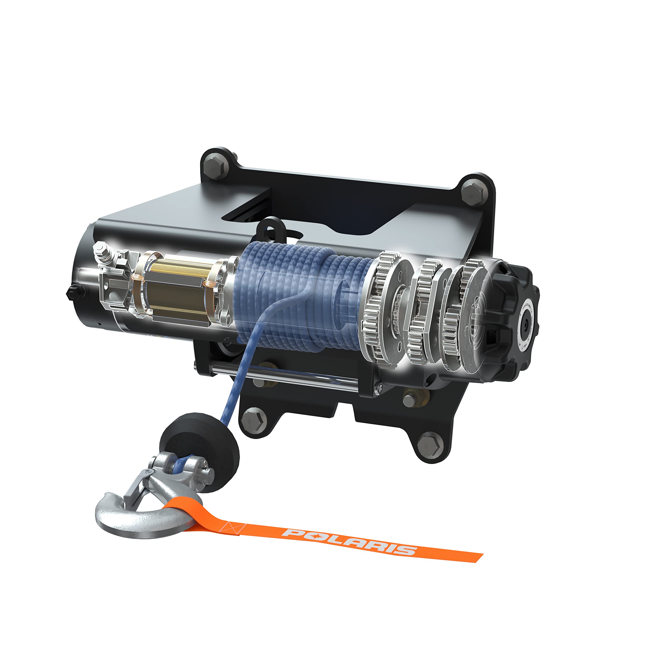 Polaris Winch Pro HD 6000 LB for RZR Pro R, Turbo R, Wireless Remote Control, Faster Re-Spooling, Auto Stop Technology, 1.6-HP Motor, 50 FT Synthetic Rope, for Plowing, Chores, Trail Rides - 2884341