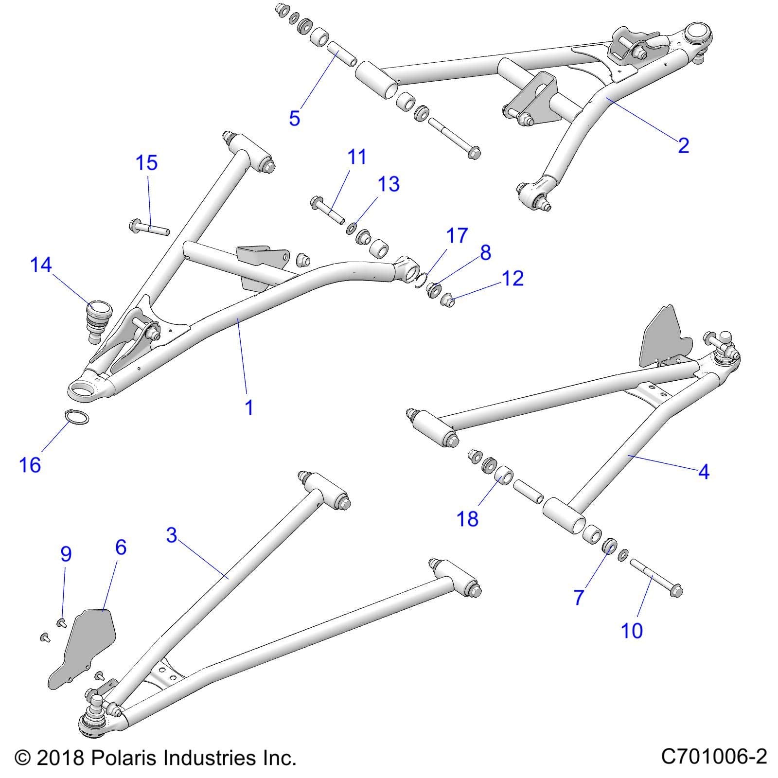 Polaris RZR Control Arm Weld, Front, Lower, Right, 64, Matte Black, Genuine OEM Part 1025140-458, Qty 1