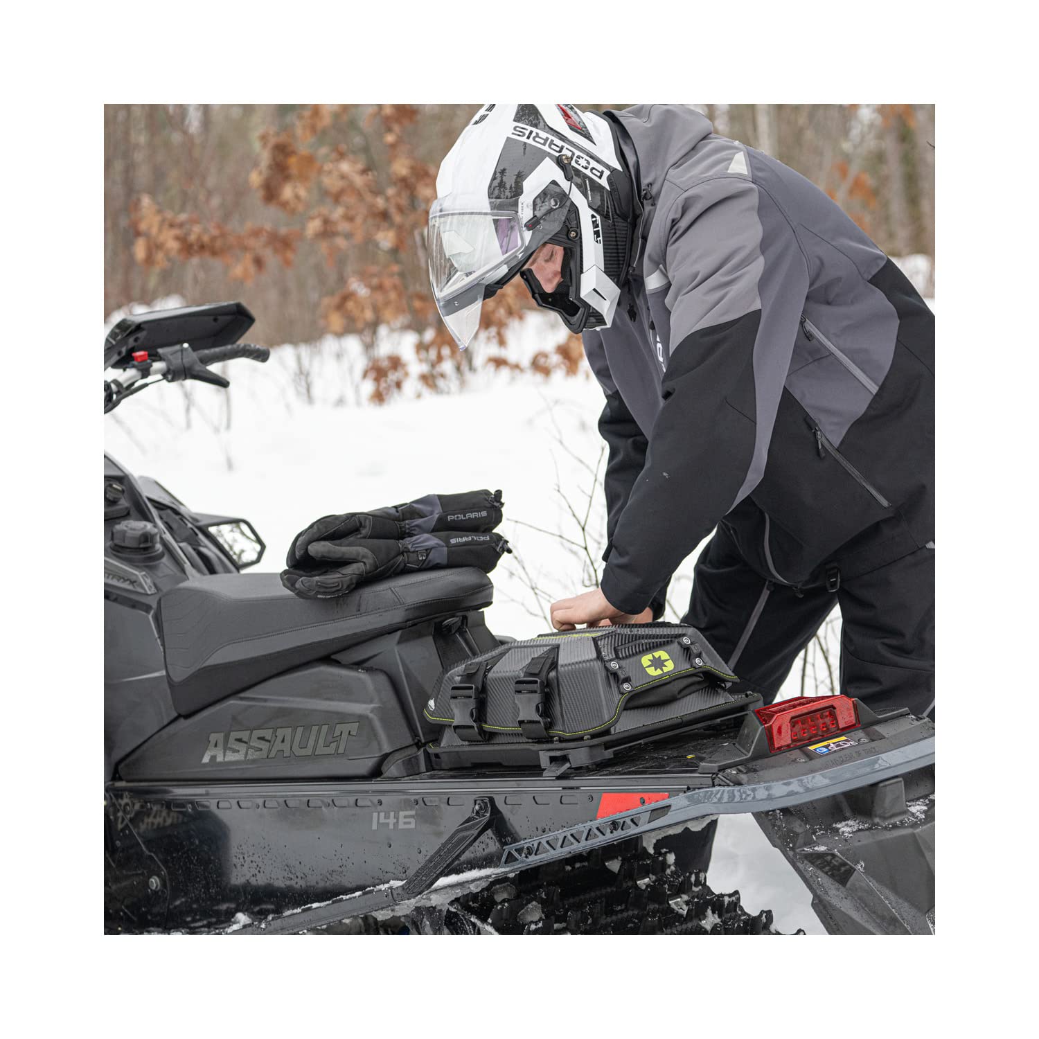 Polaris Snowmobile Lock & Ride Flex Medium Burandt Storage Bag Neon 2890632