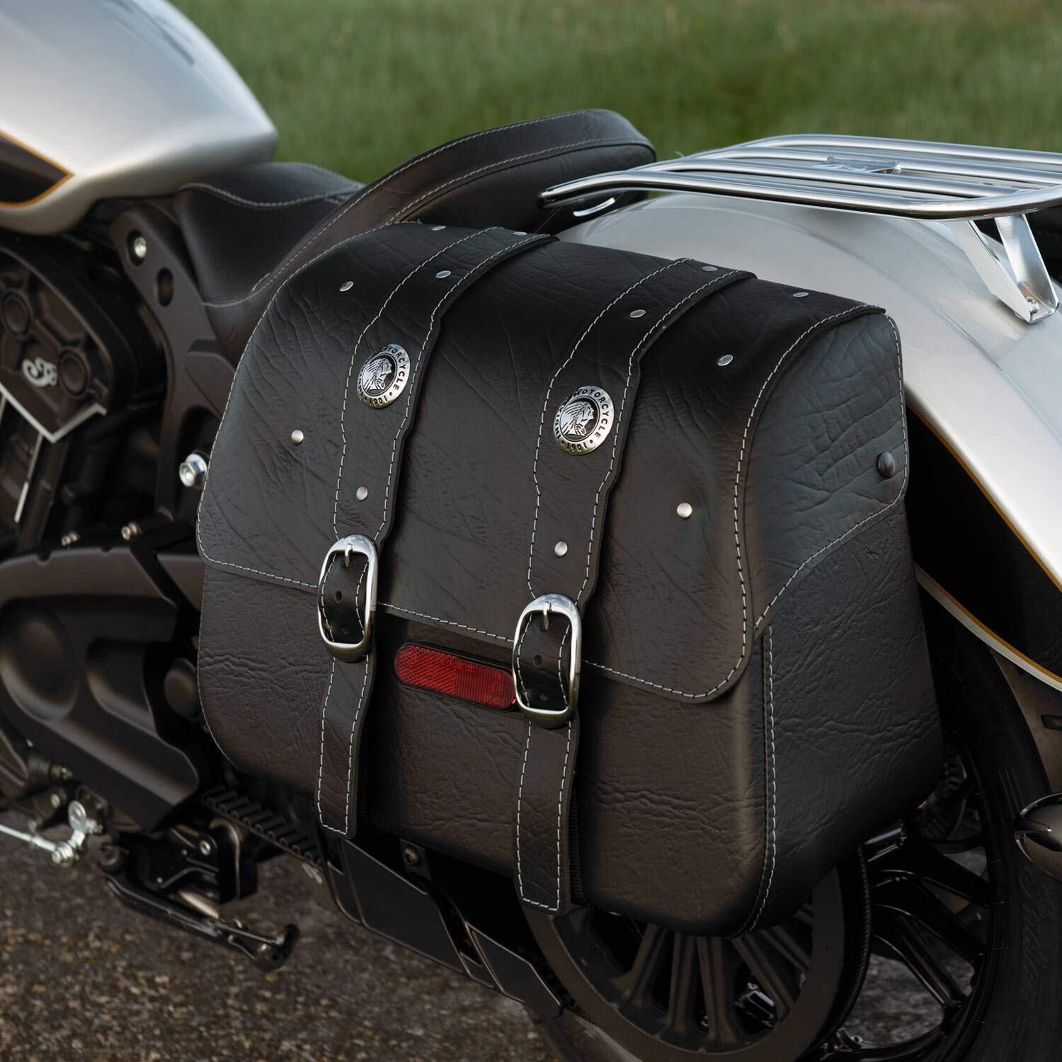Indian Scout OEM Black Leather Saddlebags 2015-2024 2880234-01 - Open Box