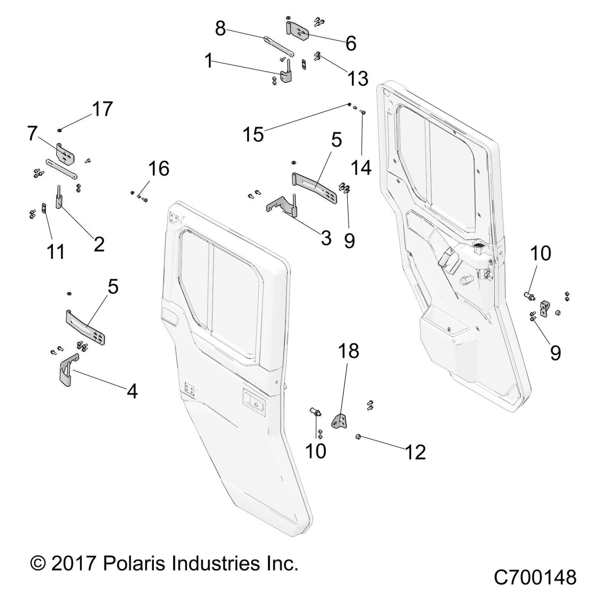 Polaris Service Door Hinge Hardware Kit, for Ranger Models - 2207708