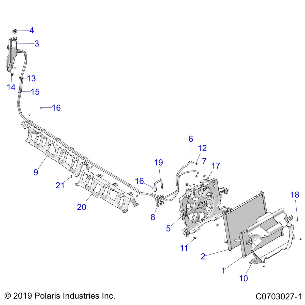 Polaris RZR Radiator Core Assembly, Genuine OEM Part 1241241, Qty 1