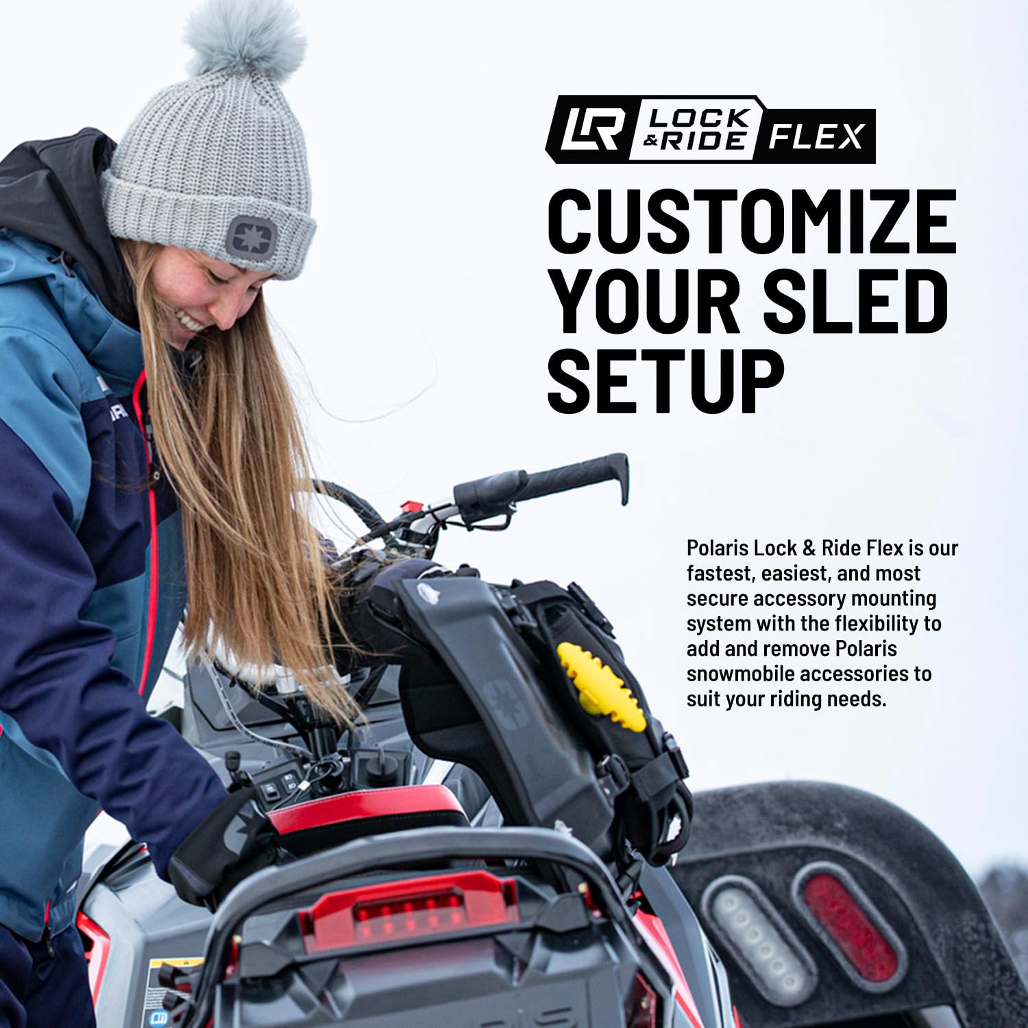 Polaris Snowmobile Lock & Ride Flex Adventure Tunnel Bag, Tall, Black, Fits Specific INDY, Switchback, RMK, Voyageur Models, Easy Install, Waterproof, Storage Bag for Gear - 2884456